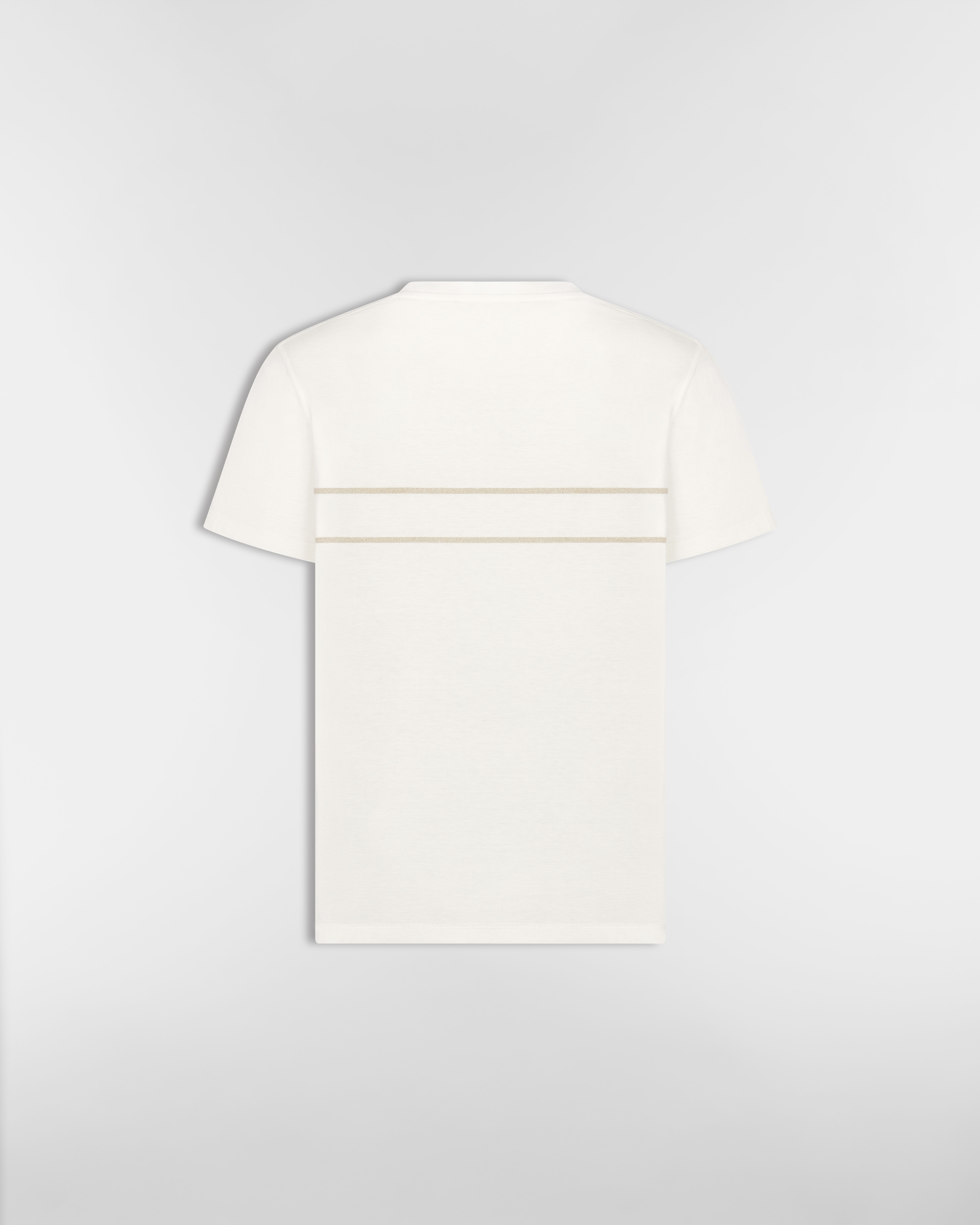 Embroidered T-Shirt Ecru and Gold-Tone Cotton-Blend Jersey E08