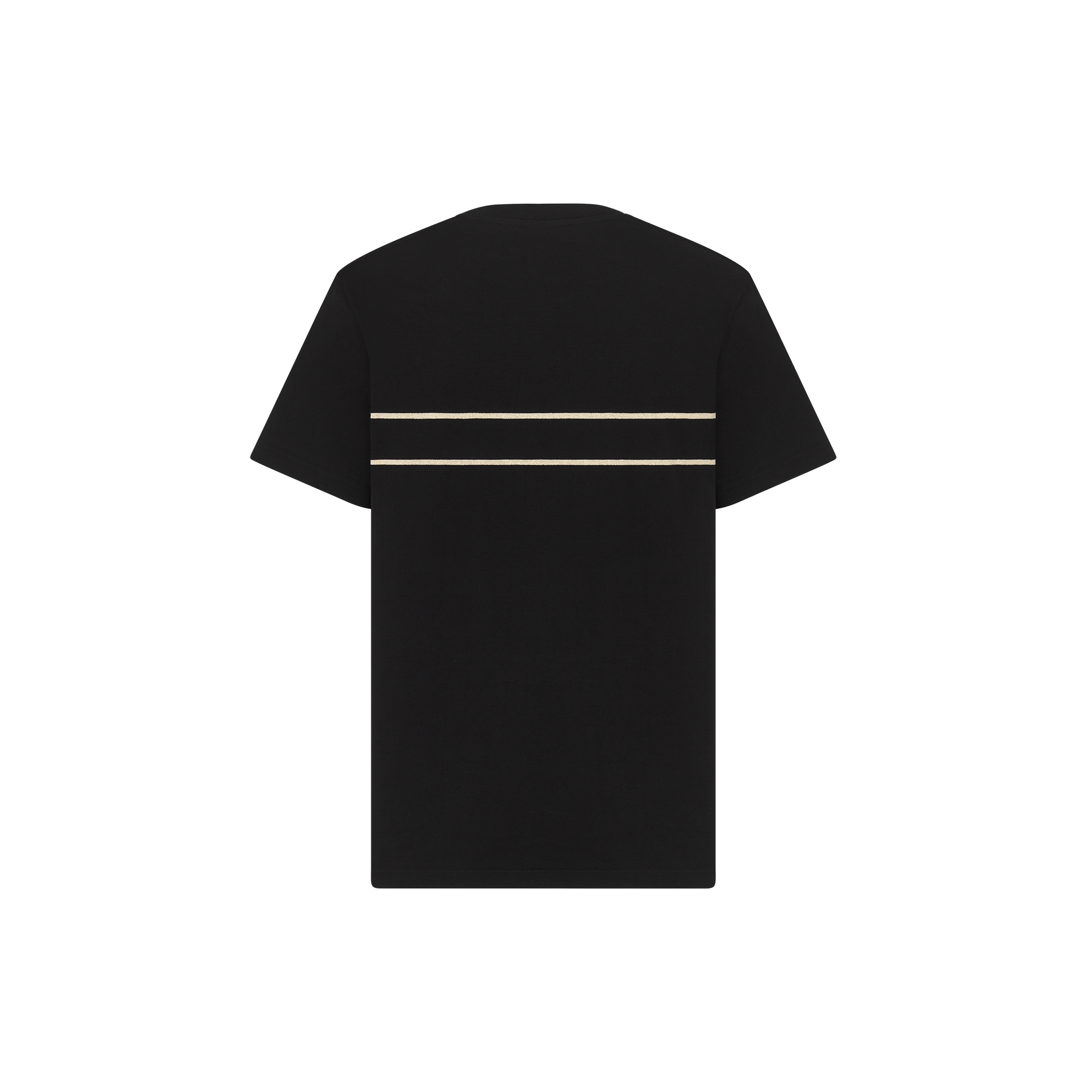 Embroidered T-Shirt Black and Gold-Tone Cotton-Blend Jersey E08