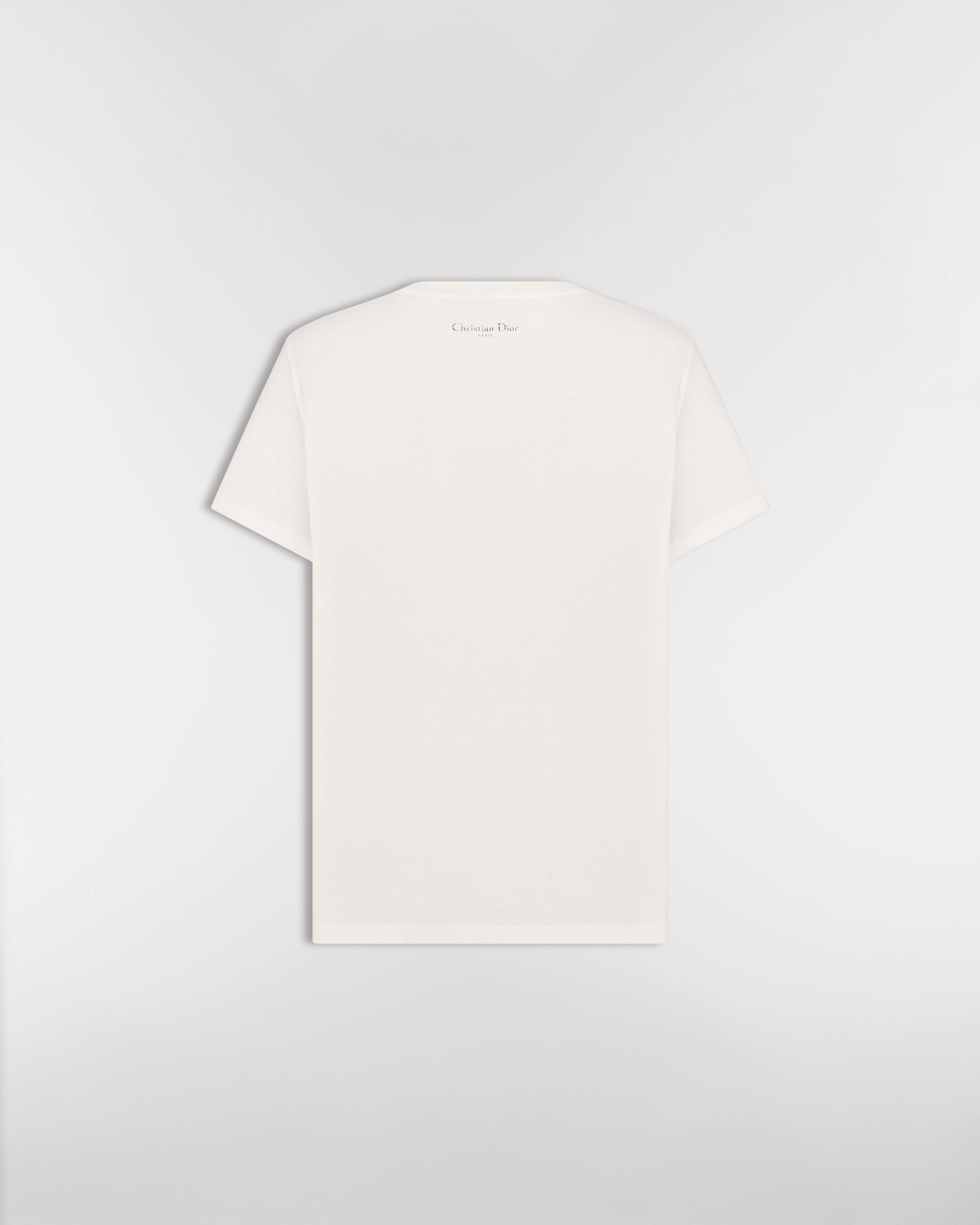 T-Shirt White Cotton Jersey with Multicolor Dioresque Stella Motif E08