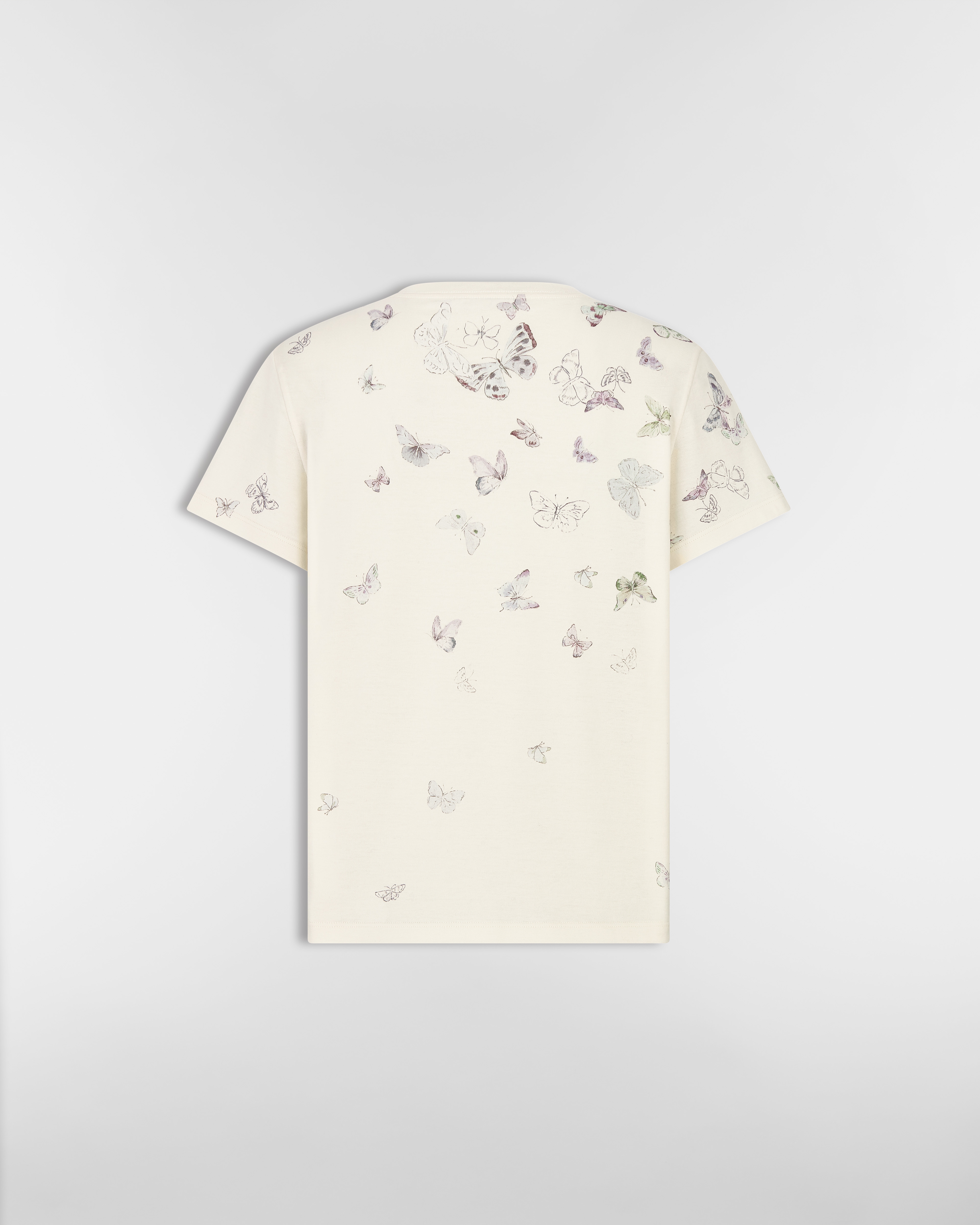 T-shirt Jersey de coton beige à motif Dioresque Butterfly multicolore E08
