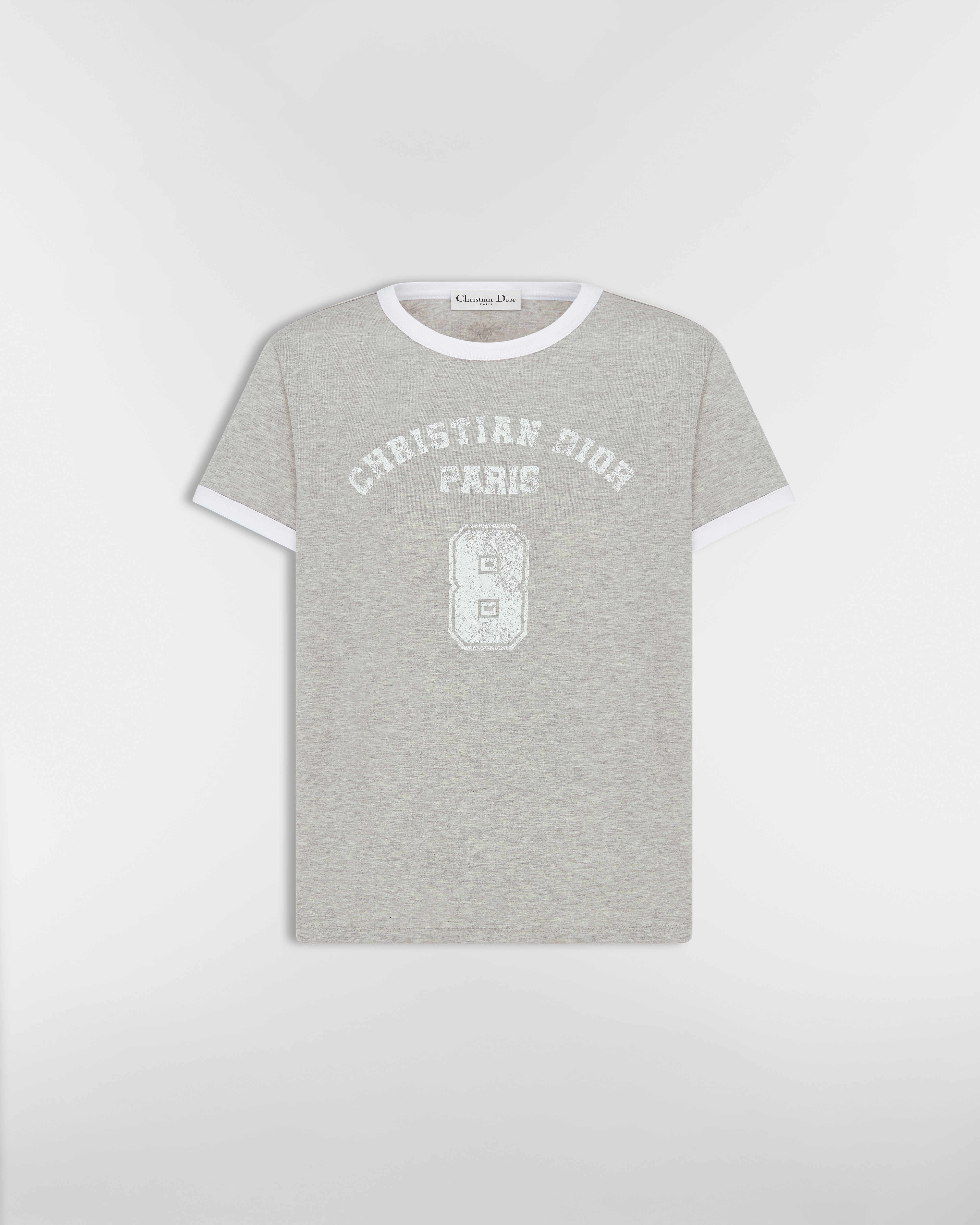 T-shirt Jersey de coton gris et blanc E01