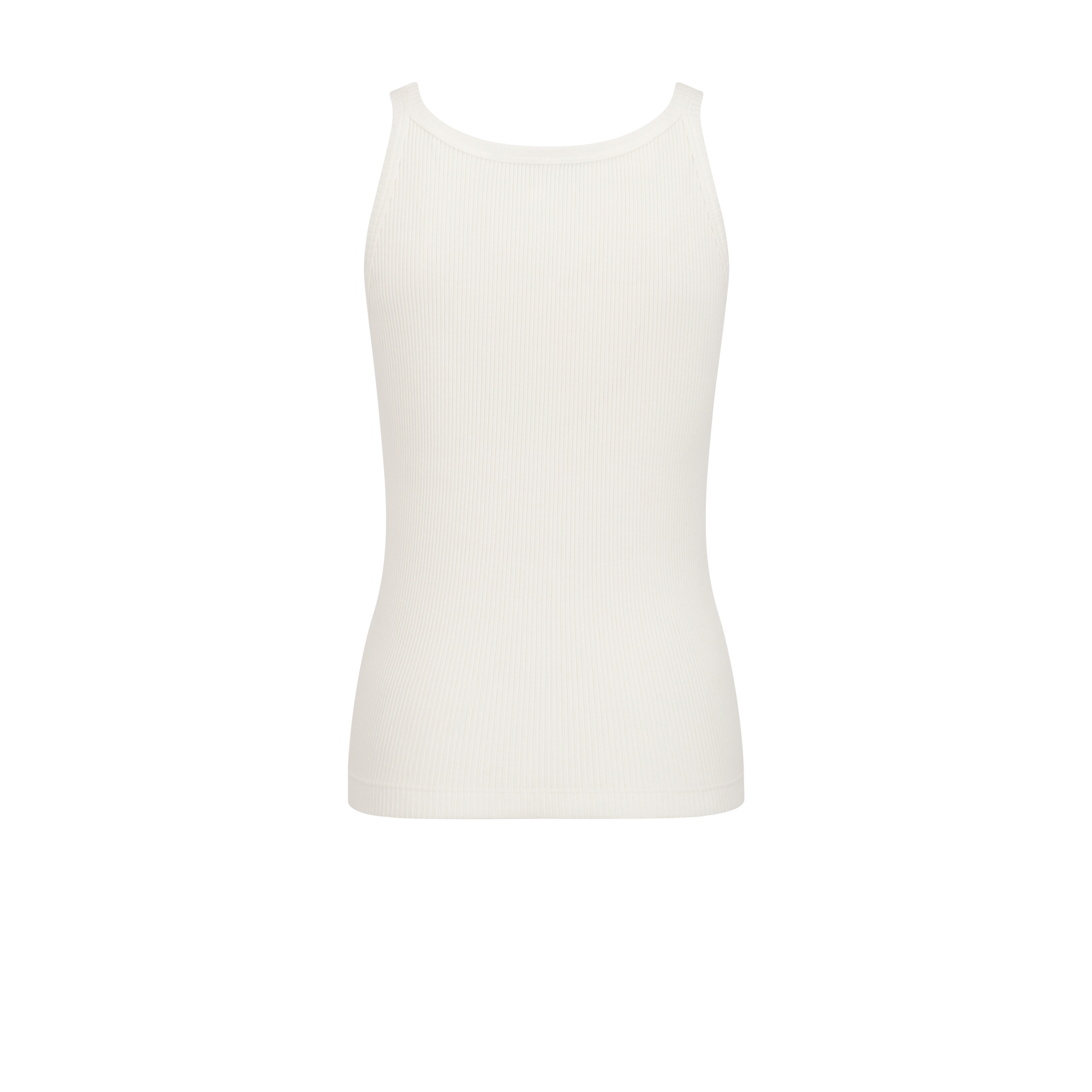 Tank Top Ecru Ribbed Cotton and Linen Jersey E08