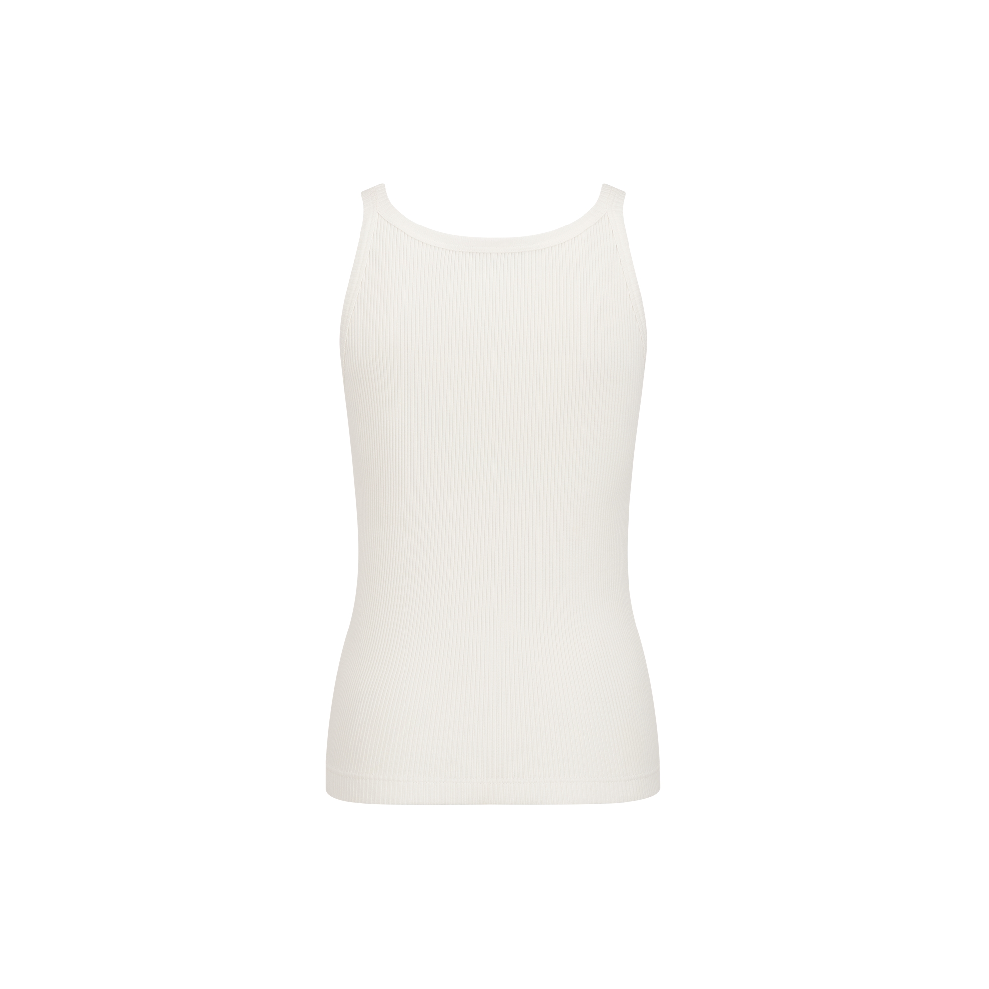 Tank Top Ecru Ribbed Cotton and Linen Jersey E08