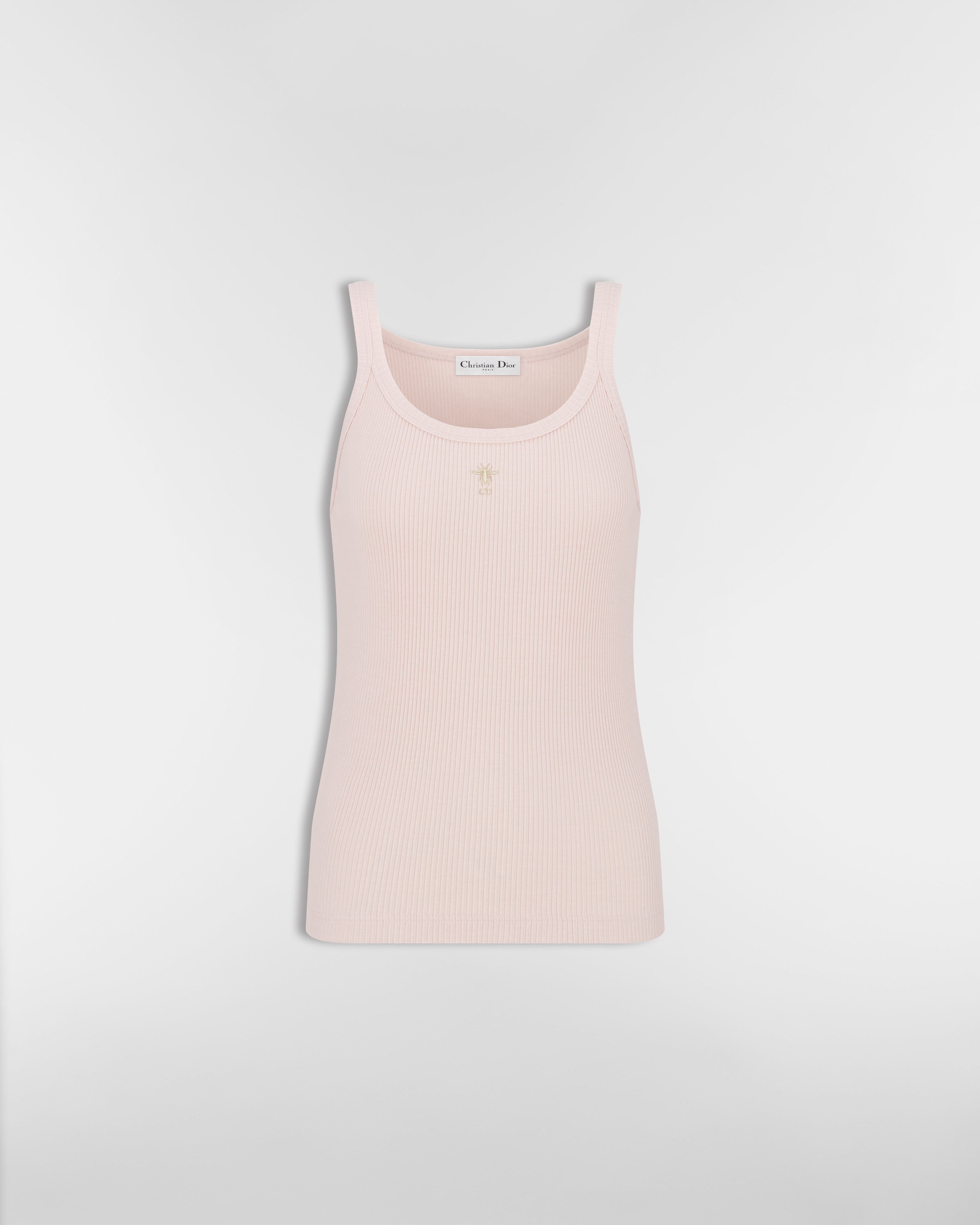 Tank Top Light Pink Ribbed Cotton Jersey E01