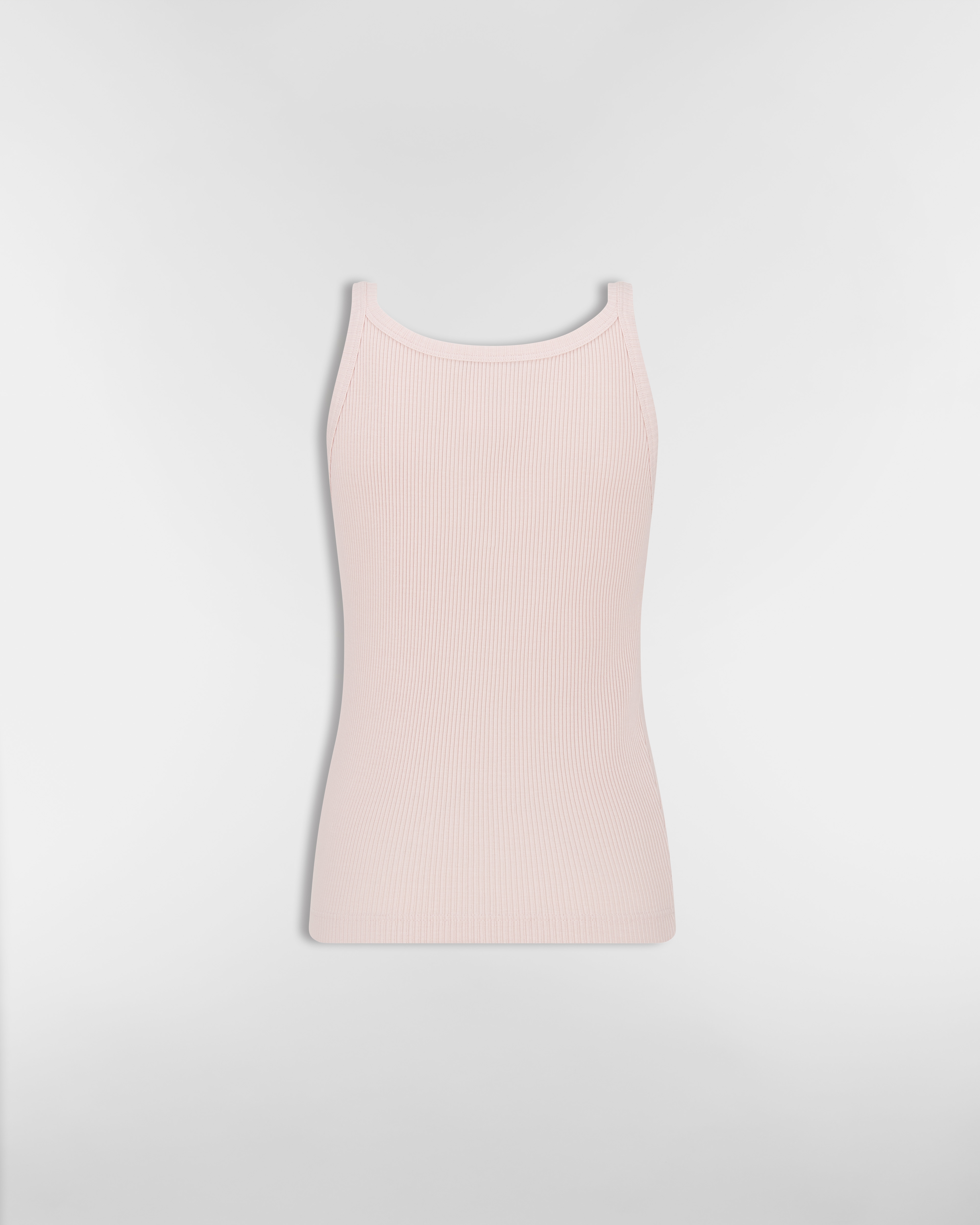 Tank Top Light Pink Ribbed Cotton Jersey E08