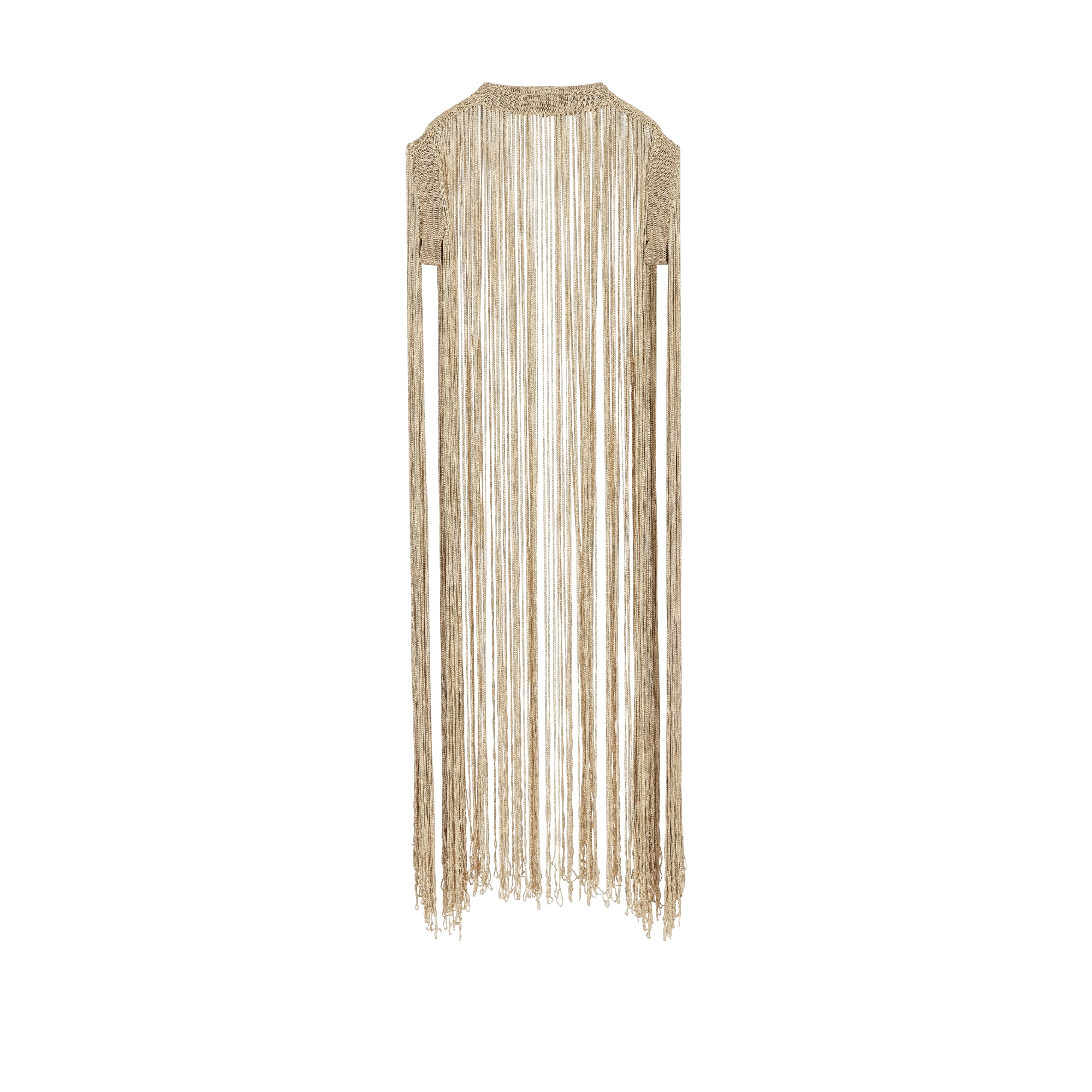 Fringed Cape Gold-Tone Metallic Knit E01