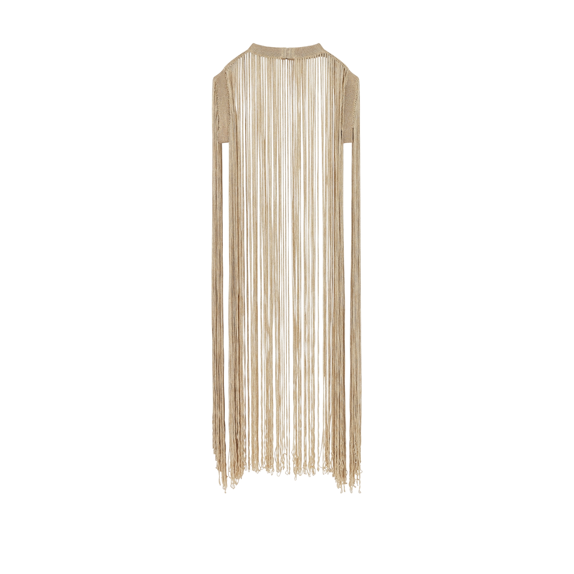 Cape mit Fransen Strick in Metallic-Goldfarbe E08