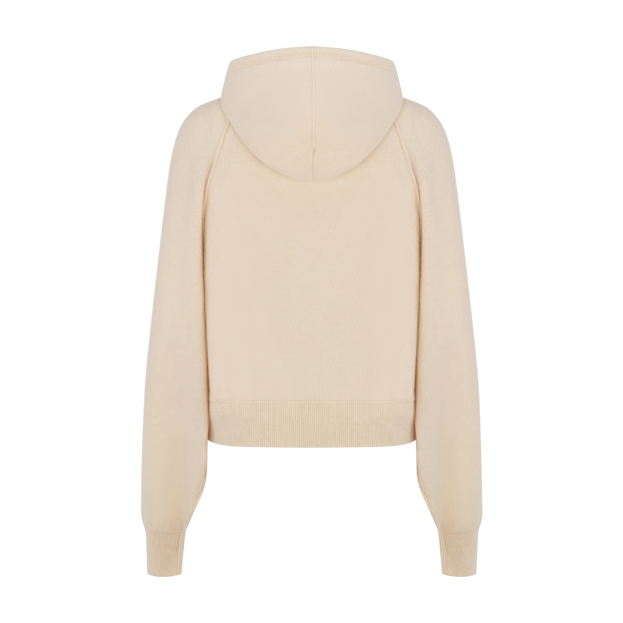 Hooded Zipped Cardigan Ecru Cashmere Knit E08