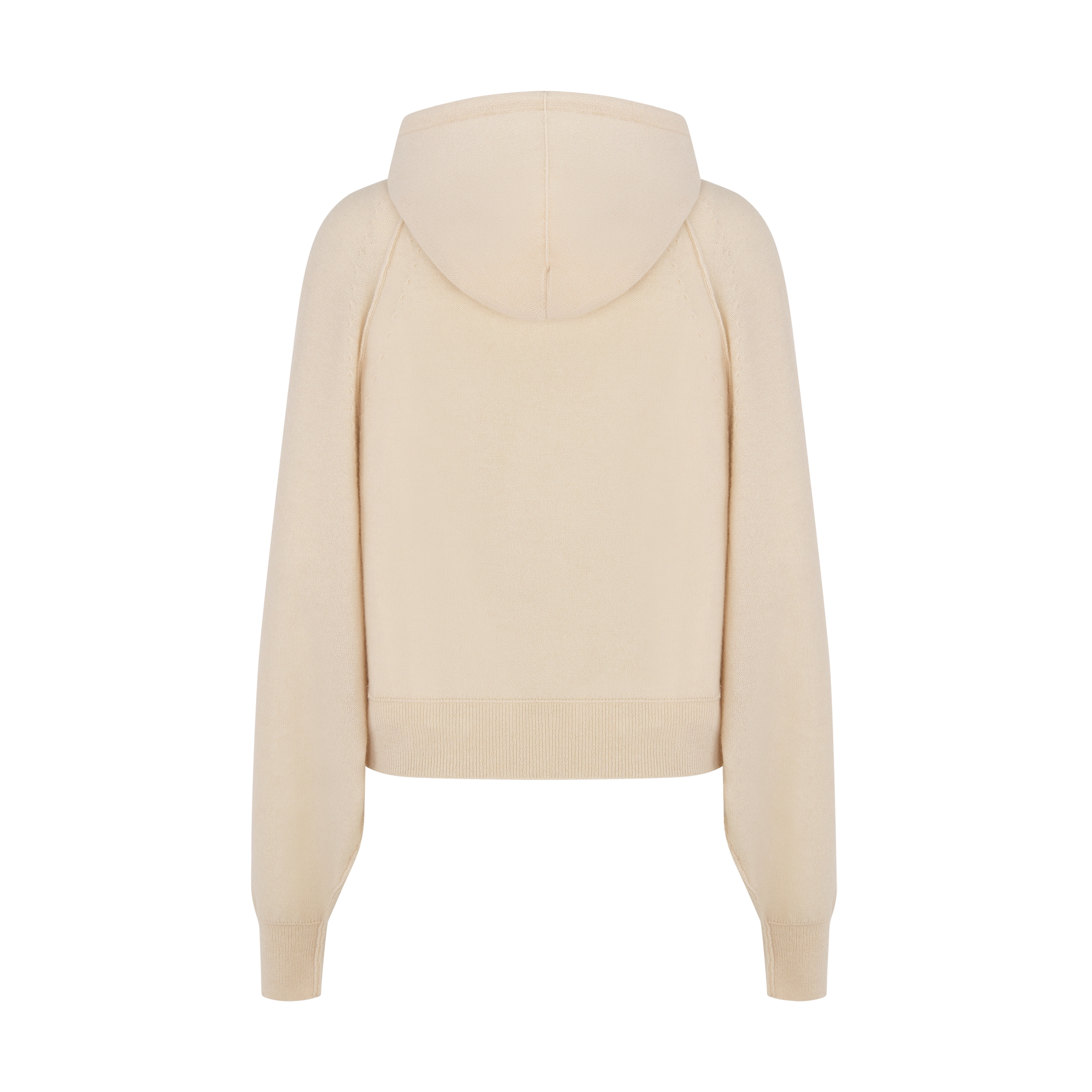 Hooded Zipped Cardigan Ecru Cashmere Knit E08