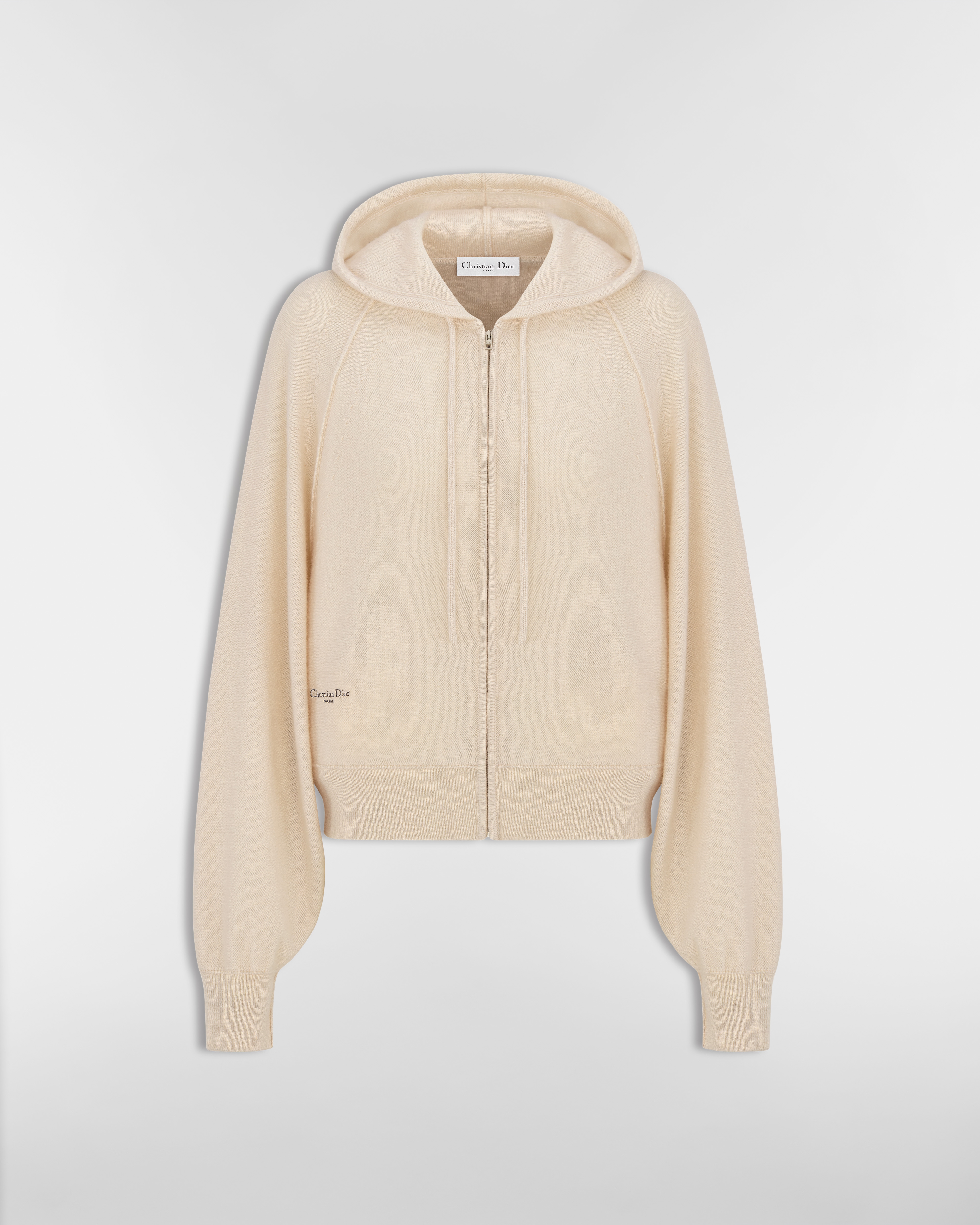 Cardigan zippé à capuche Maille de cachemire écru E01