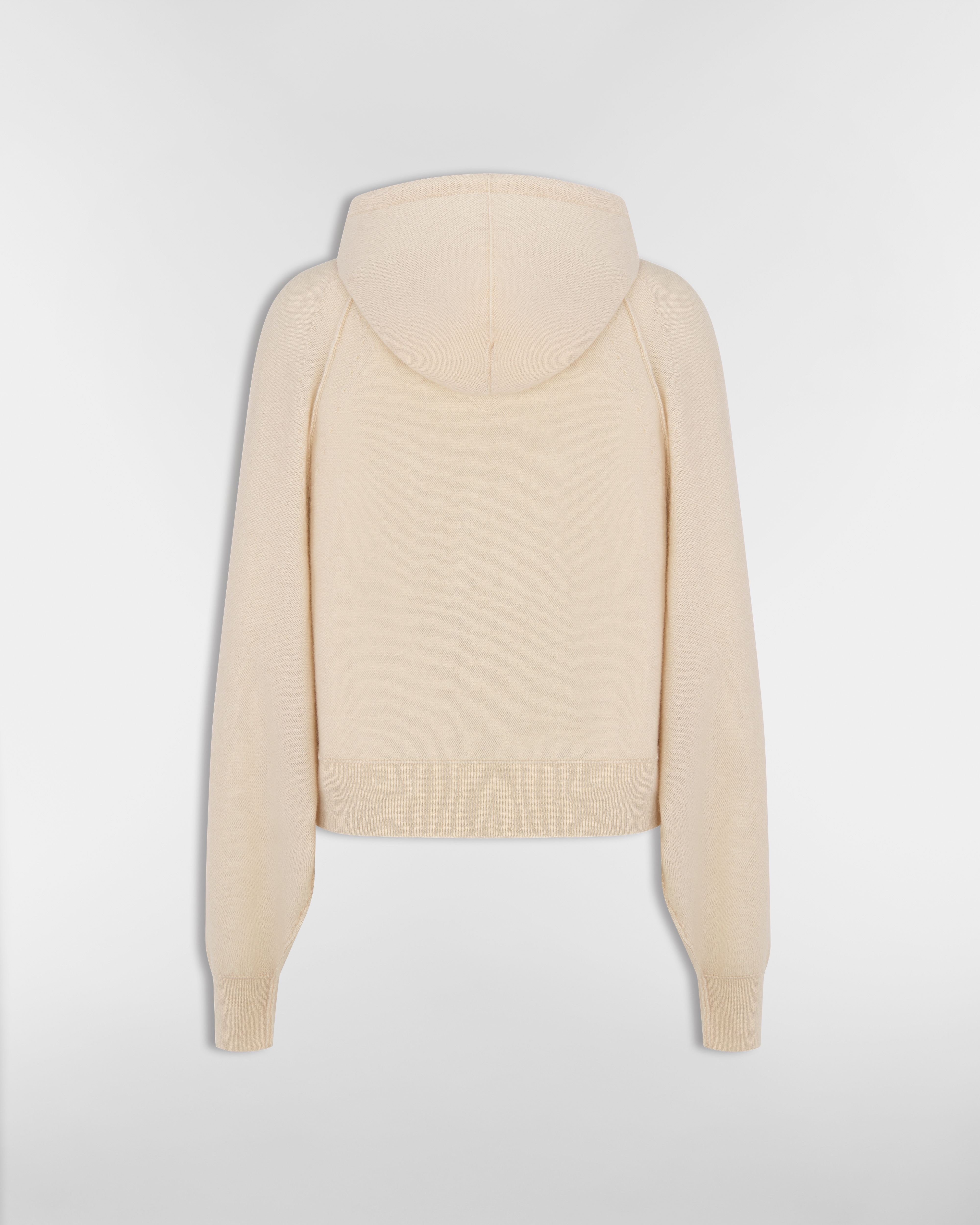 Hooded Zipped Cardigan Ecru Cashmere Knit E08