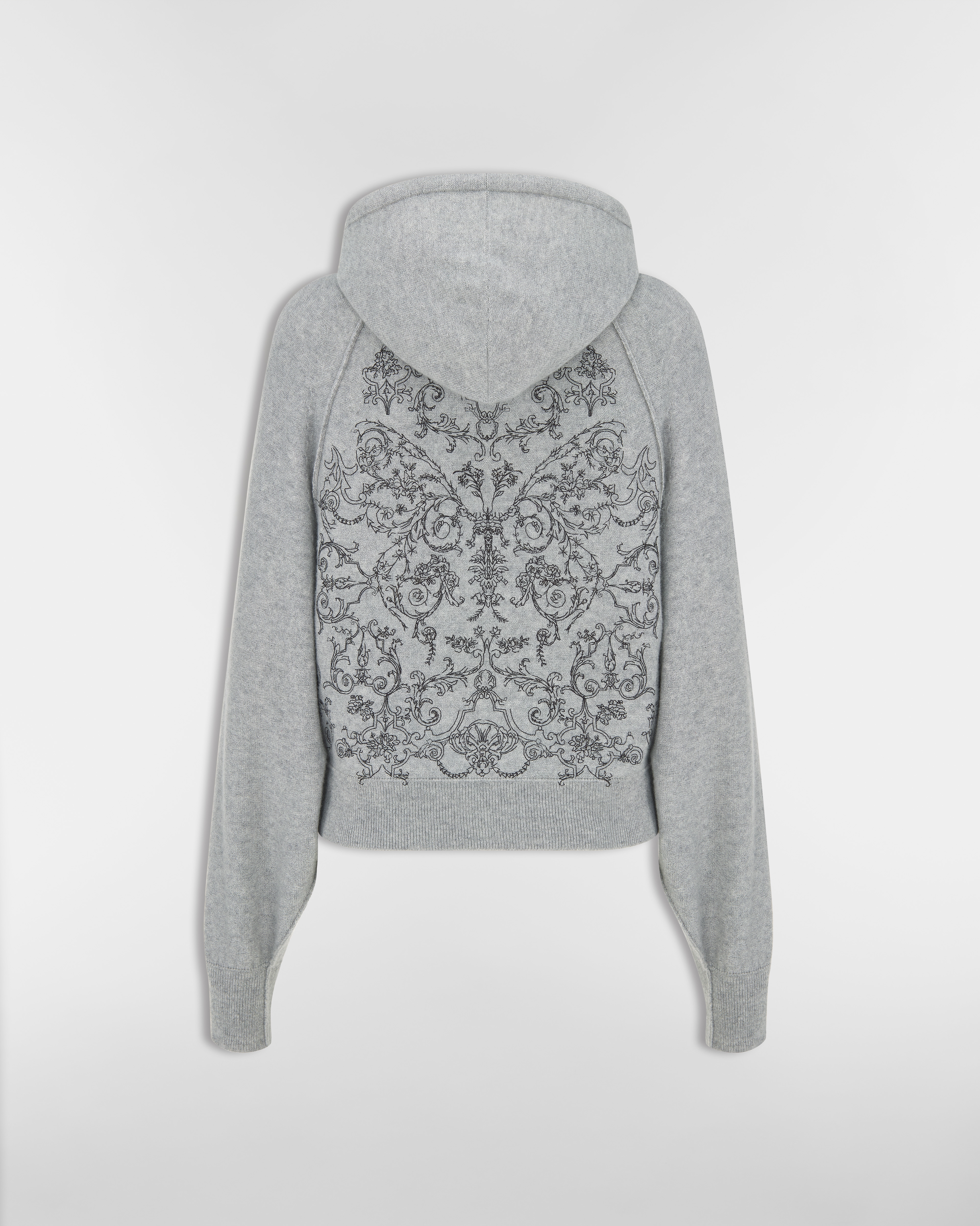 Hooded Zipped Cardigan Gray Cashmere Knit E08