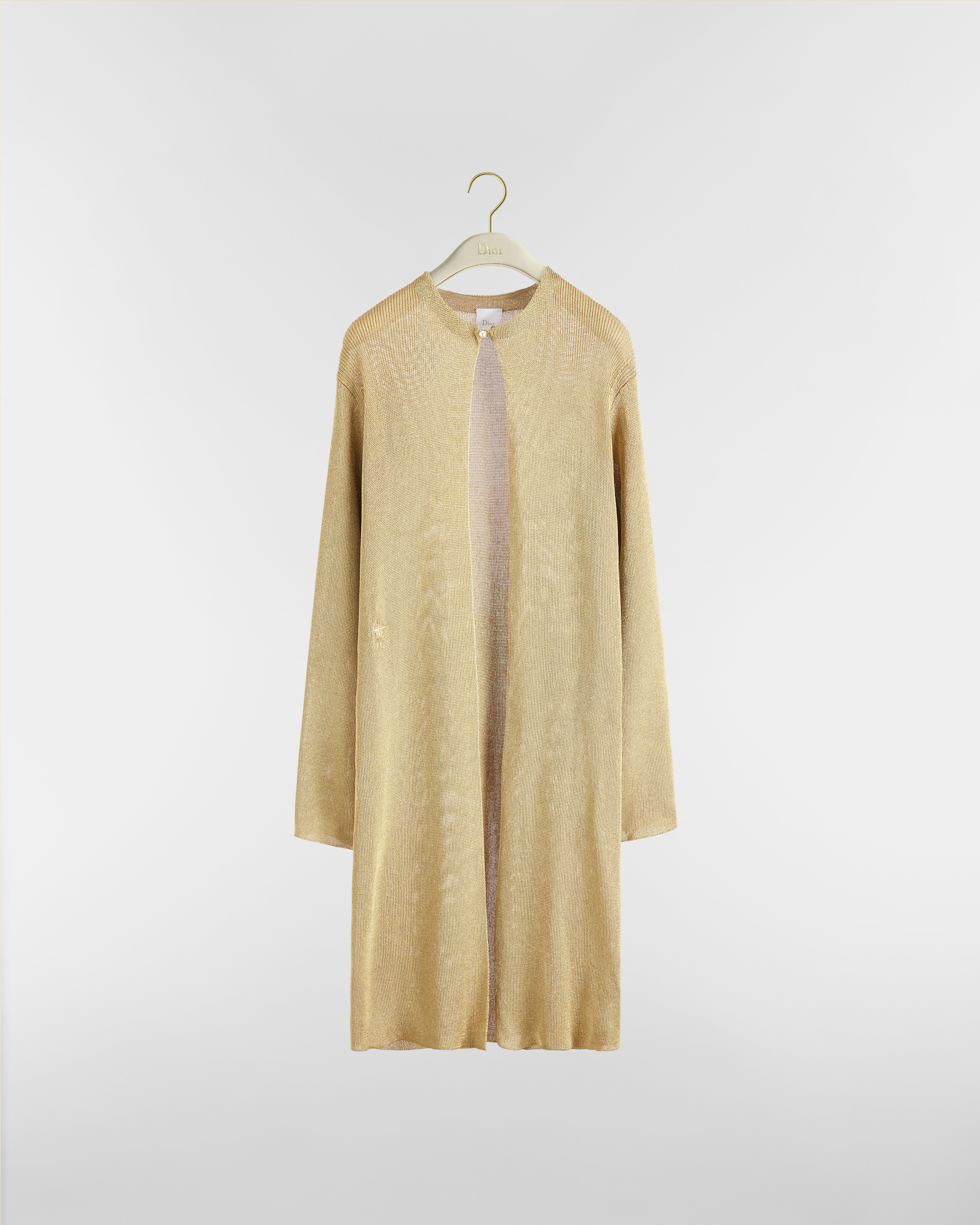 Dior Or Cardigan Gold-Tone Ribbed Technical Knit E01