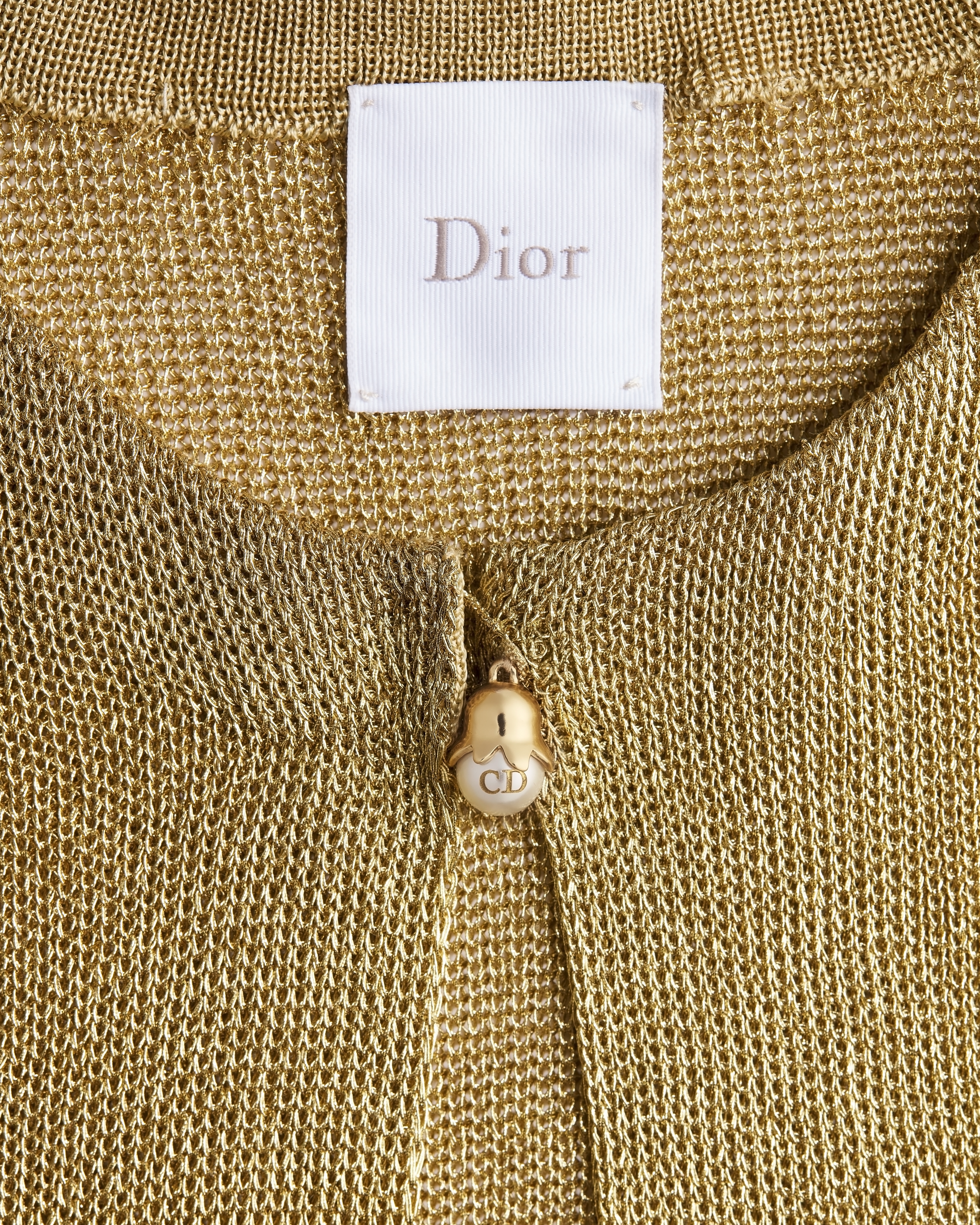 Dior Or Coat Gold-Tone Ribbed Technical Knit E10