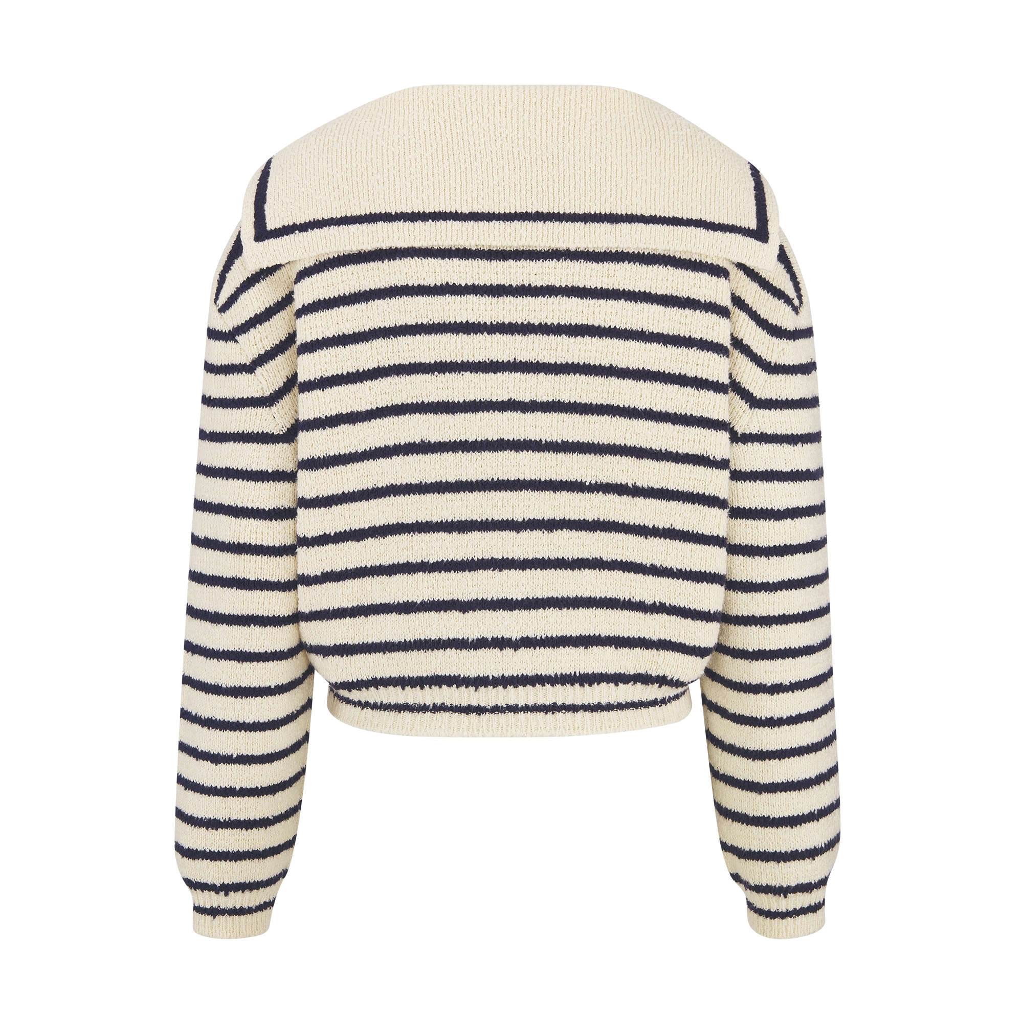 Dior Marinière Cardigan with Sailor Collar White and Navy Blue Cotton Knit E08