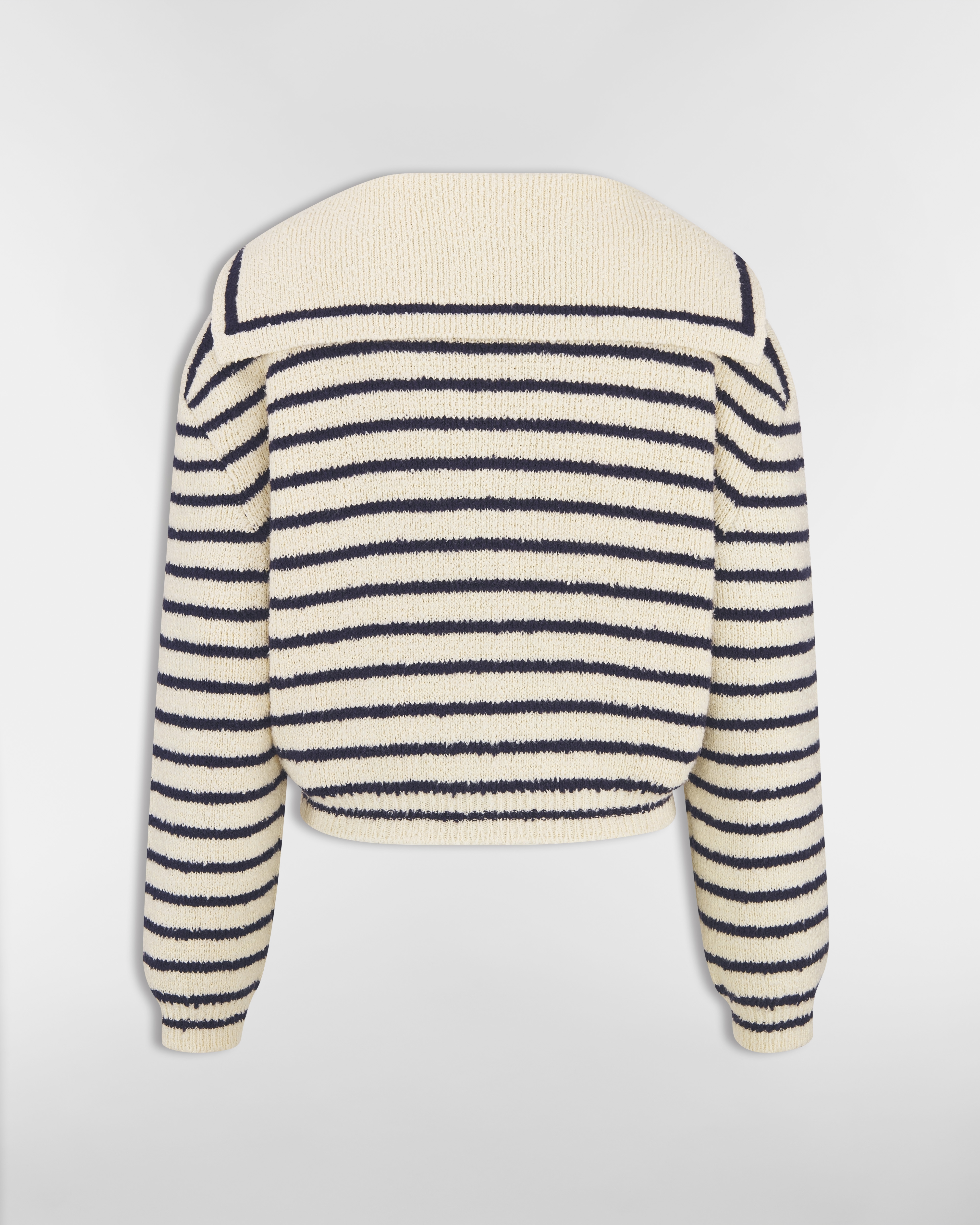 Cardigan à col marin Dior Marinière Maille de coton blanc et bleu marine E08