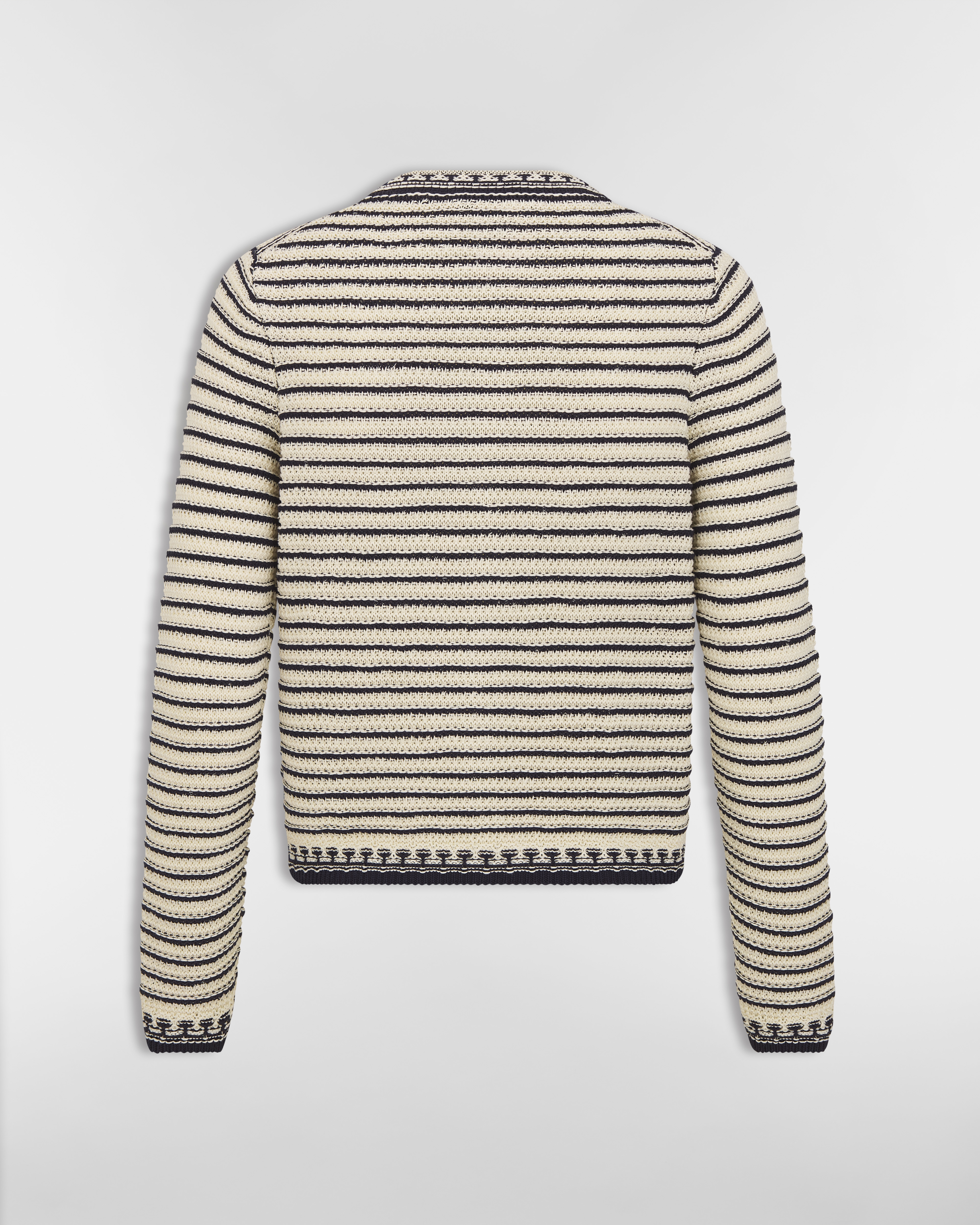 Dior Marinière Cardigan Navy Blue and White Cotton Knit E08