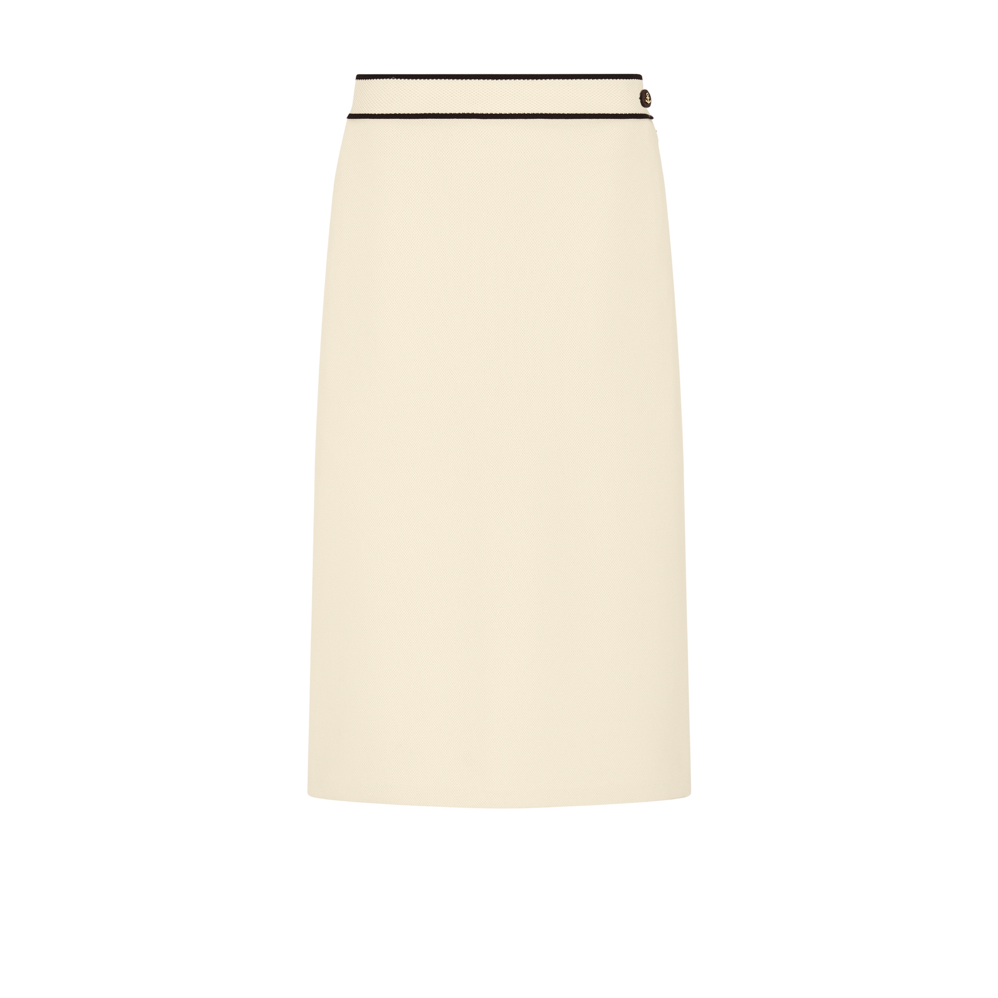 Mid-Length Flared Skirt White and Black Technical Knit E01