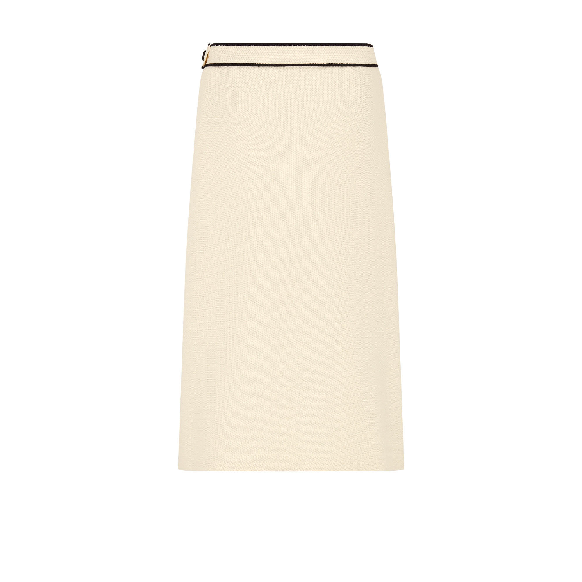 Mid-Length Flared Skirt White and Black Technical Knit E08