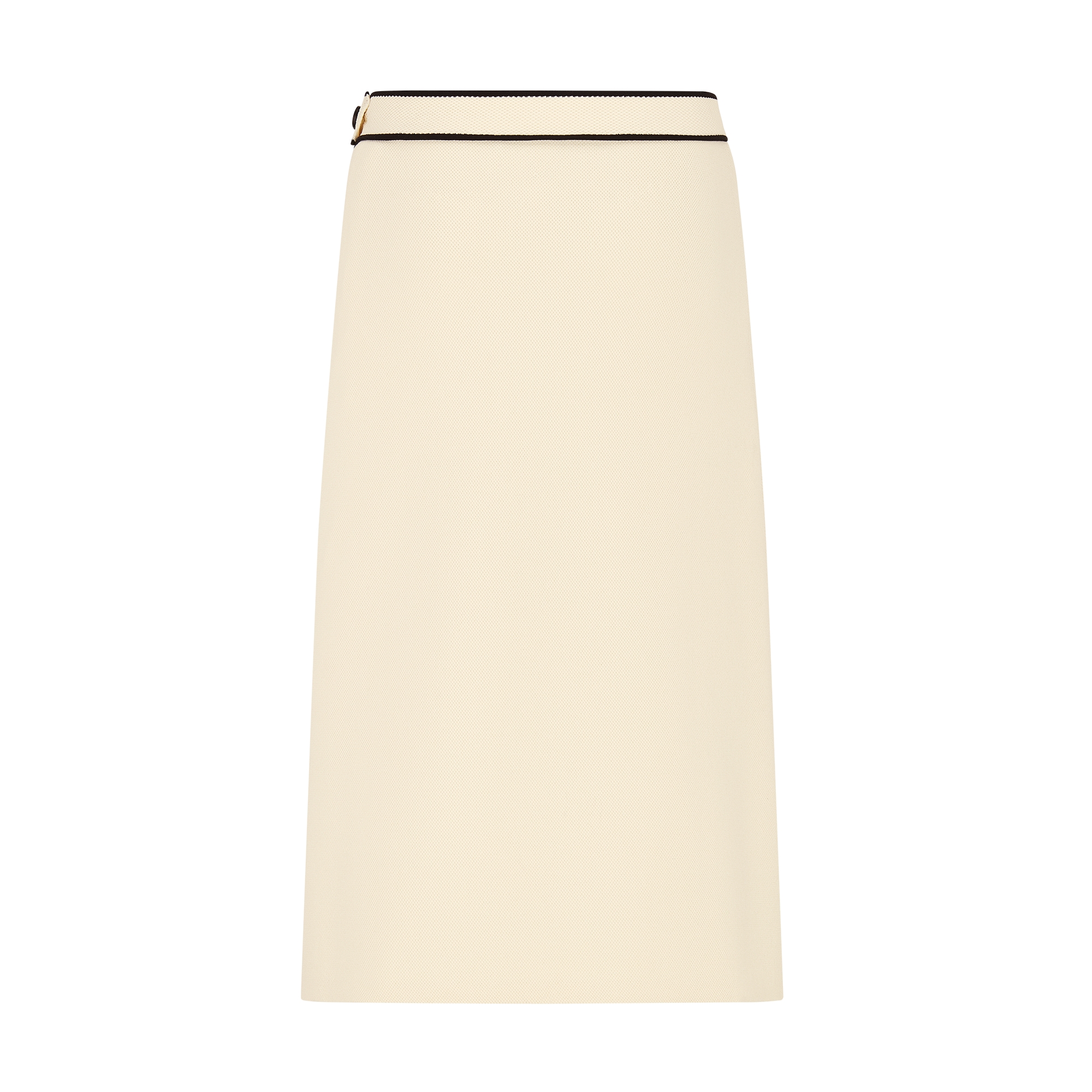 Mid-Length Flared Skirt White and Black Technical Knit E08