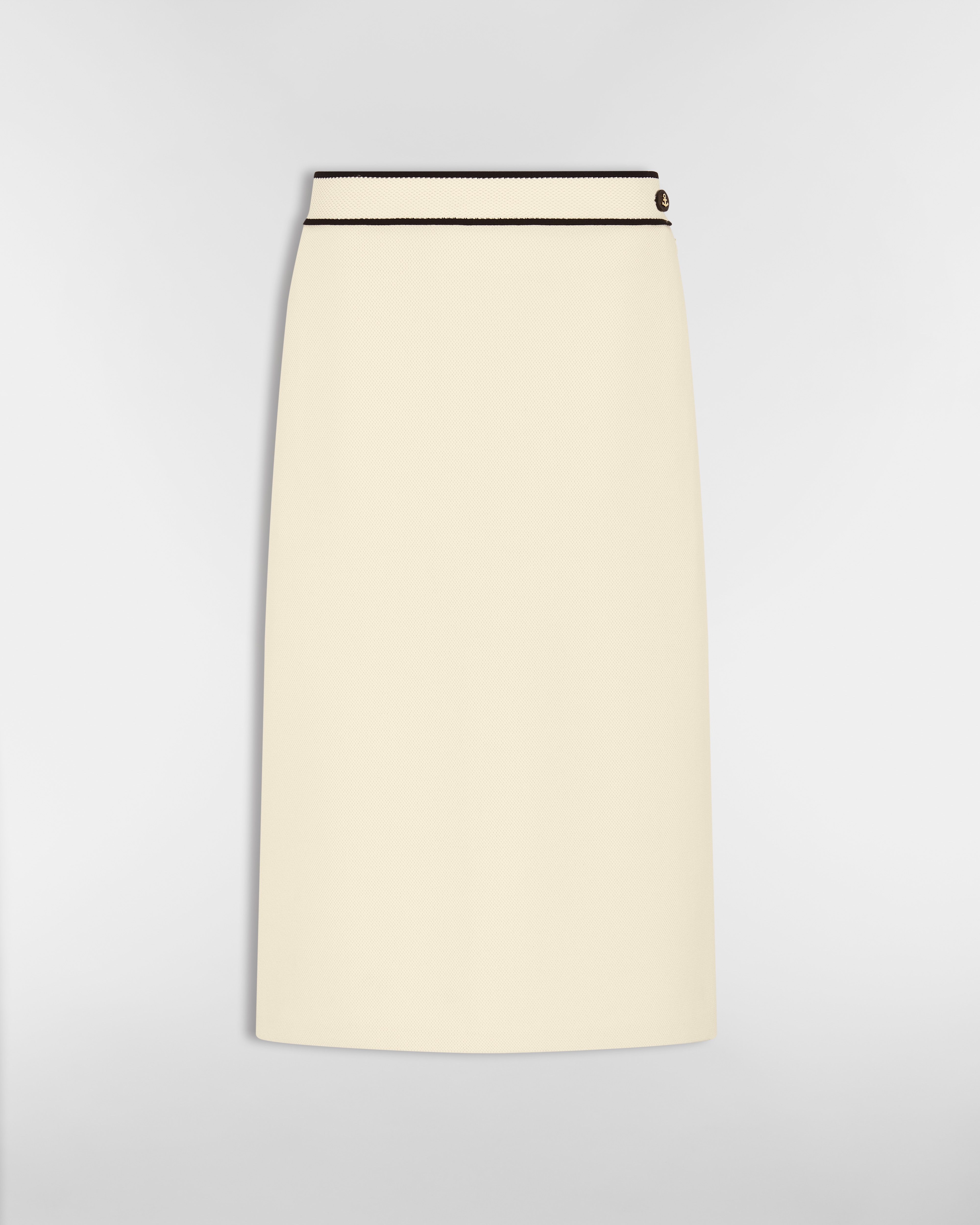 Jupe mi-longue évasée Maille technique blanche et noire E01