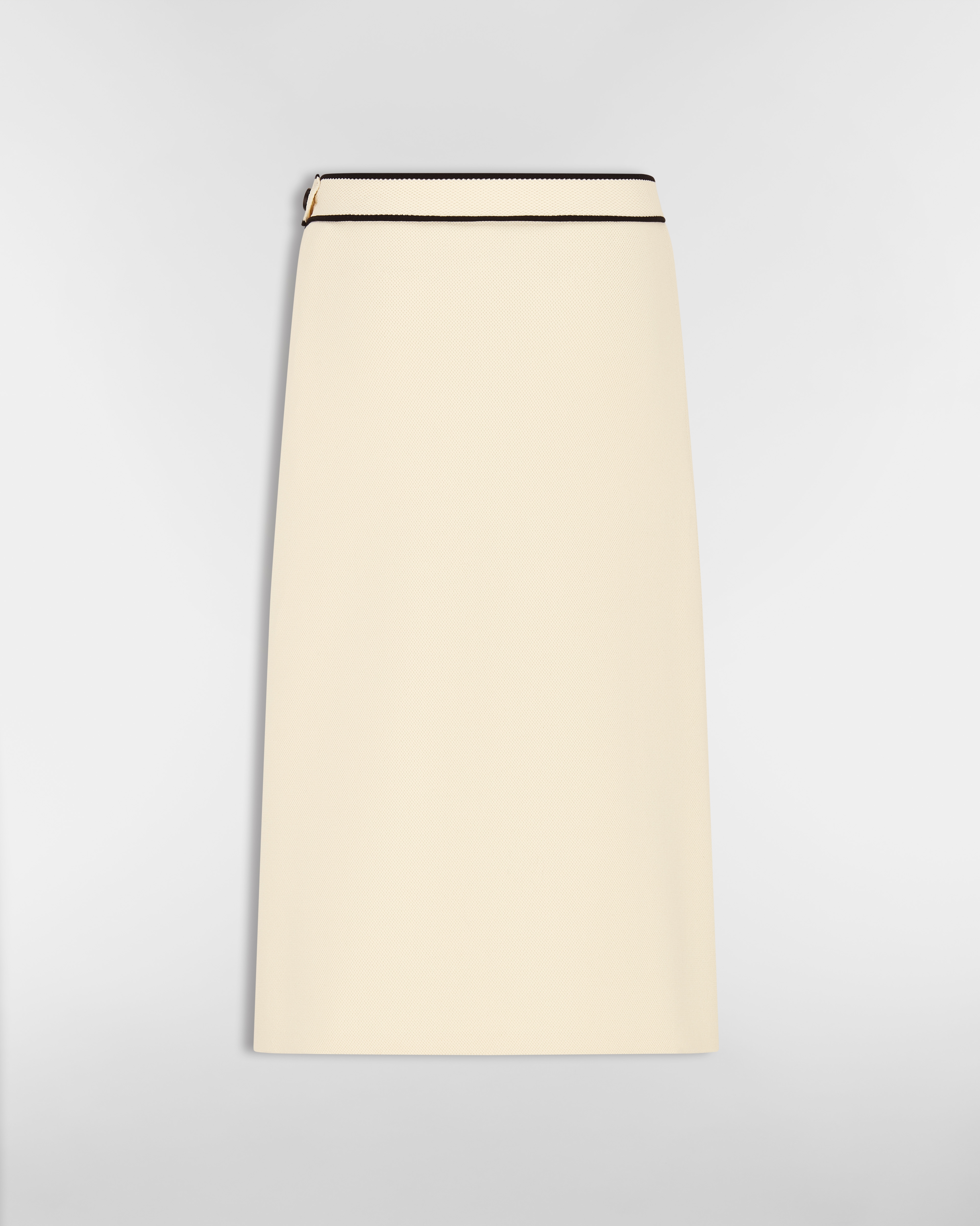 Mid-Length Flared Skirt White and Black Technical Knit E08
