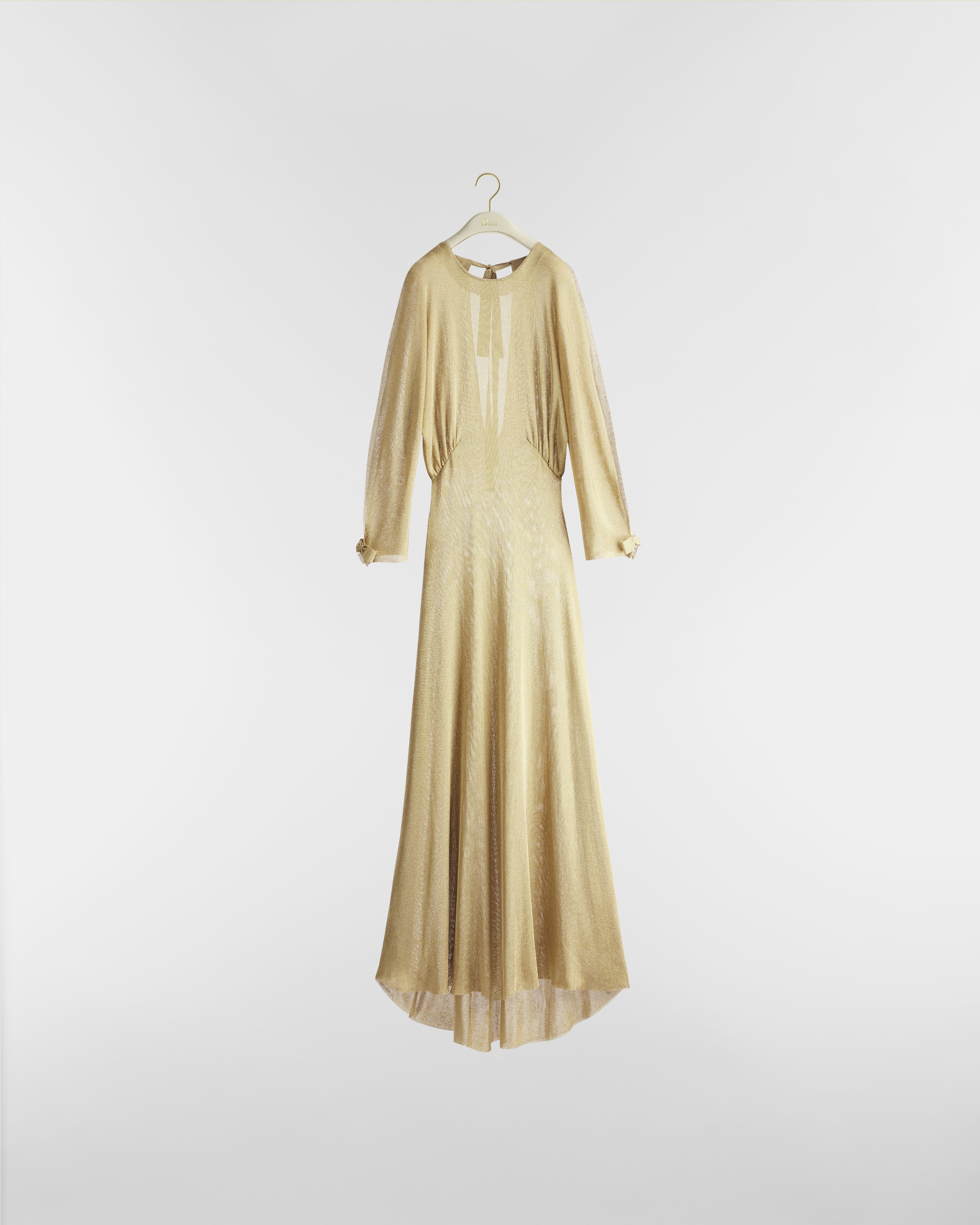Dior Or Long Dress Gold-Tone Ribbed Technical Knit E01