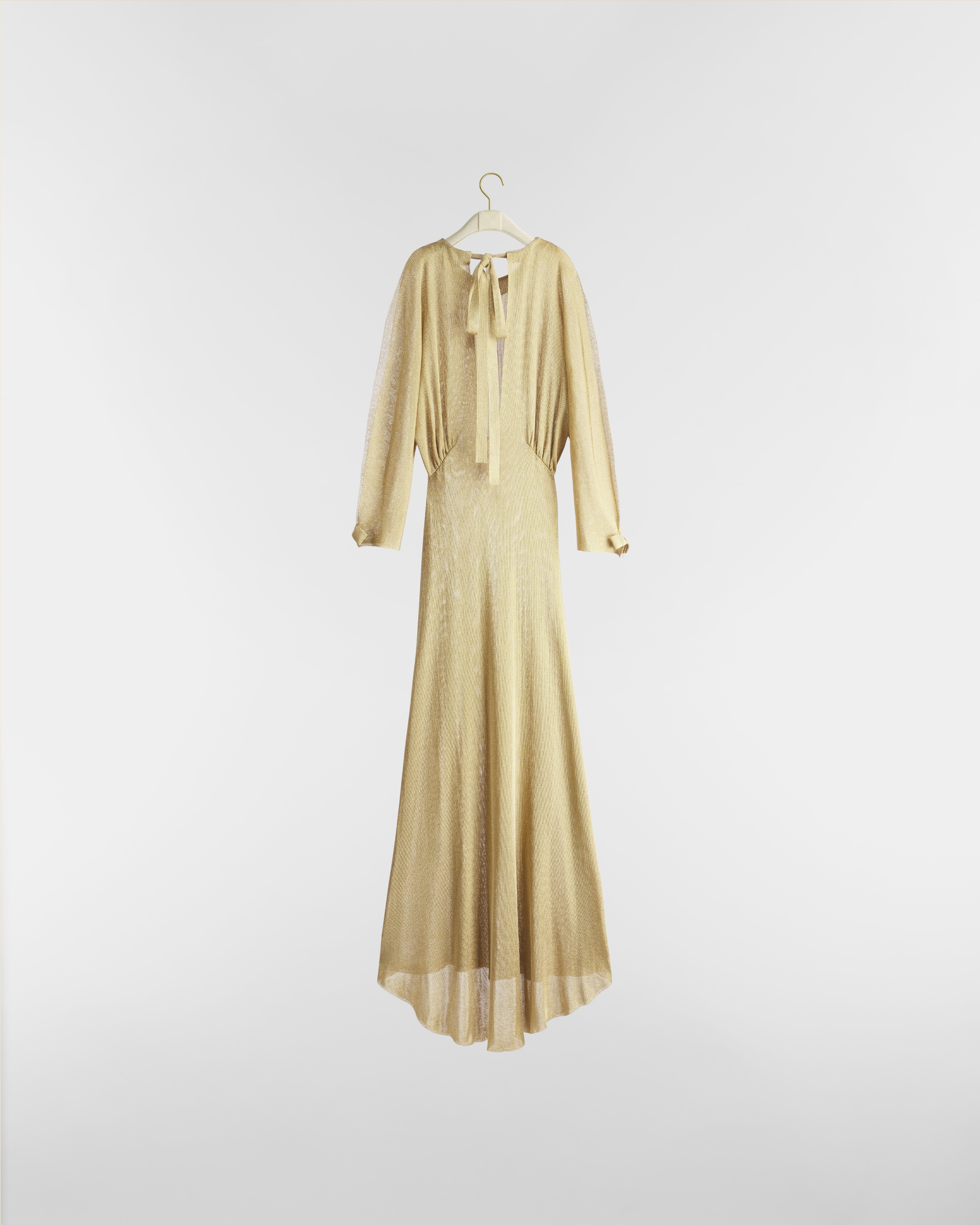 Dior Or Long Dress Gold-Tone Ribbed Technical Knit E08