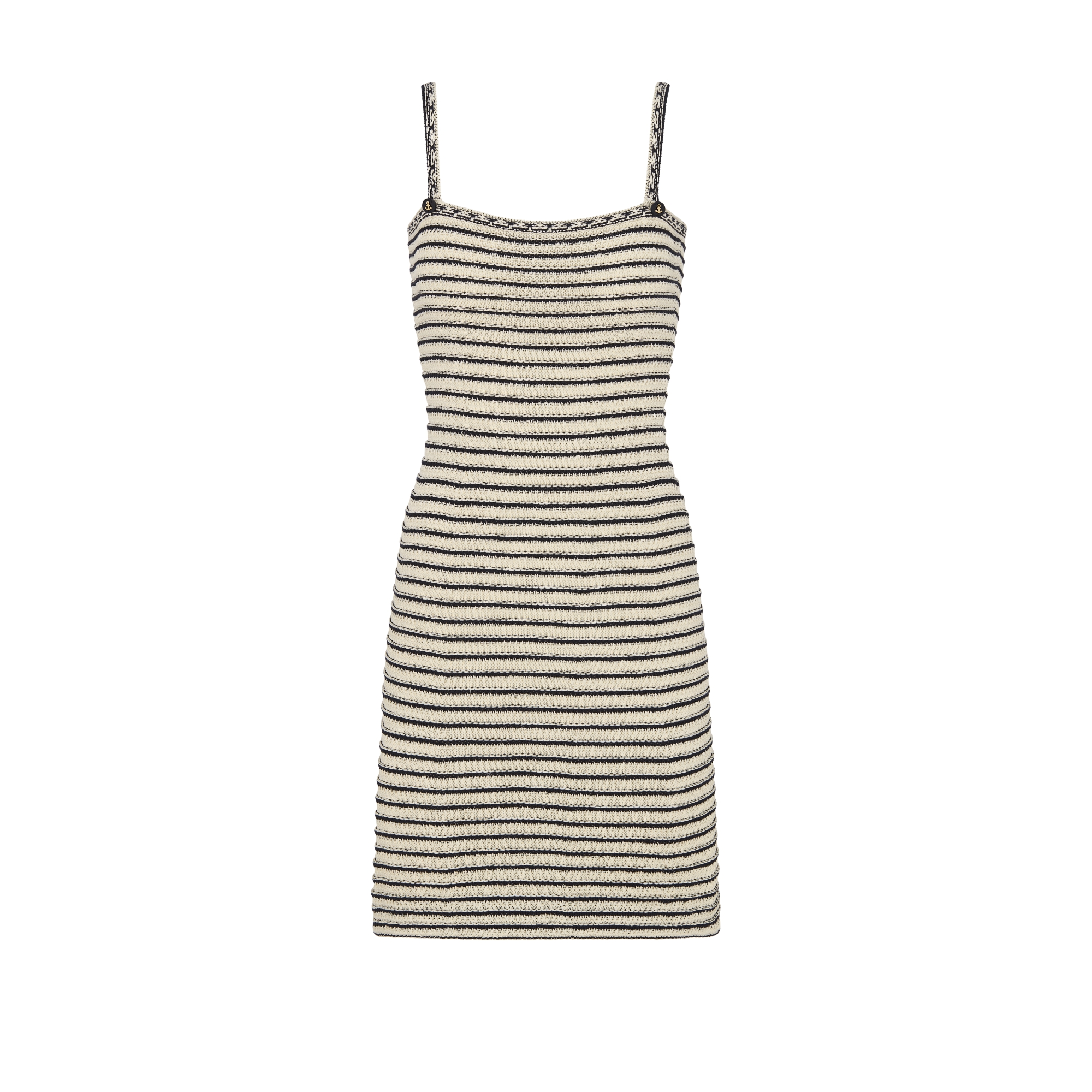 Dior Marinière Short Dress Navy Blue and White Cotton Knit E01