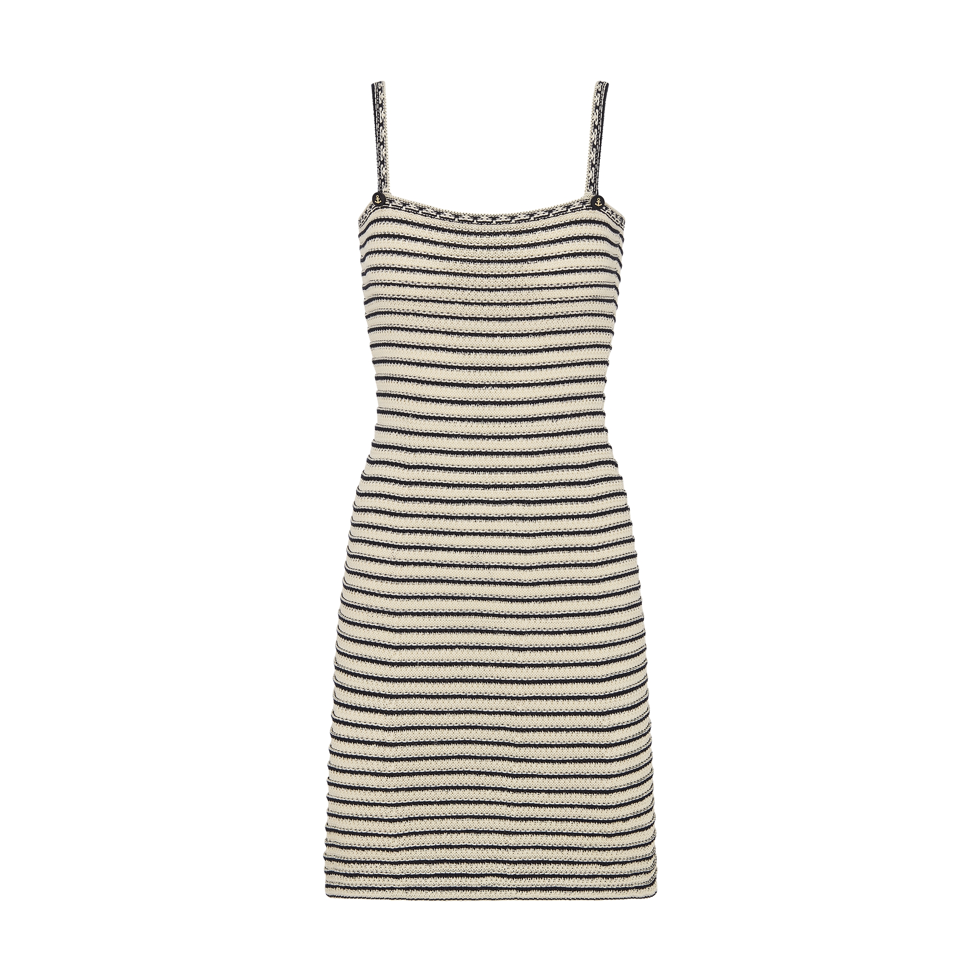 Dior Marinière Short Dress Navy Blue and White Cotton Knit E01