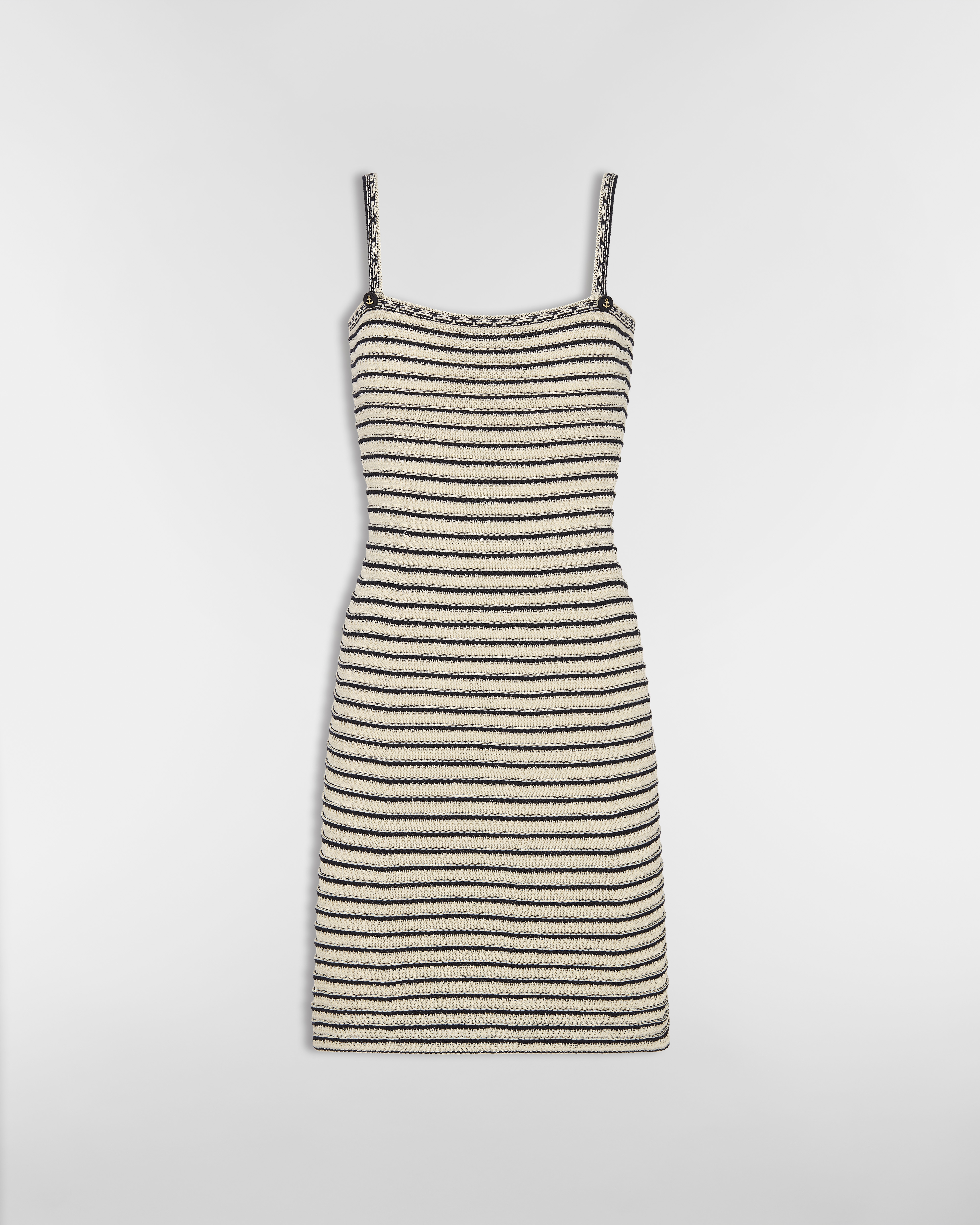 Dior Marinière Short Dress Navy Blue and White Cotton Knit E01