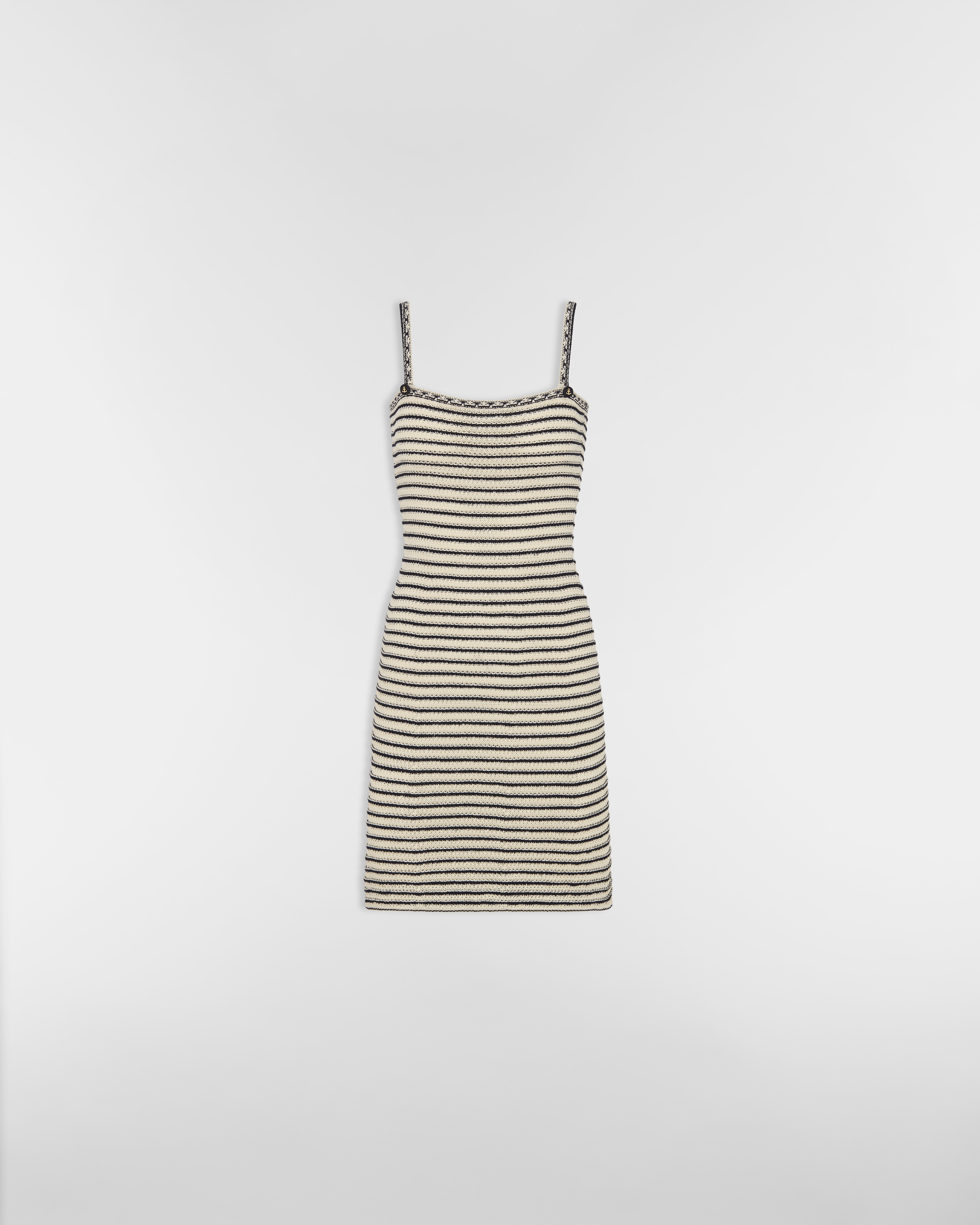 Dior Marinière Short Dress Navy Blue and White Cotton Knit E01