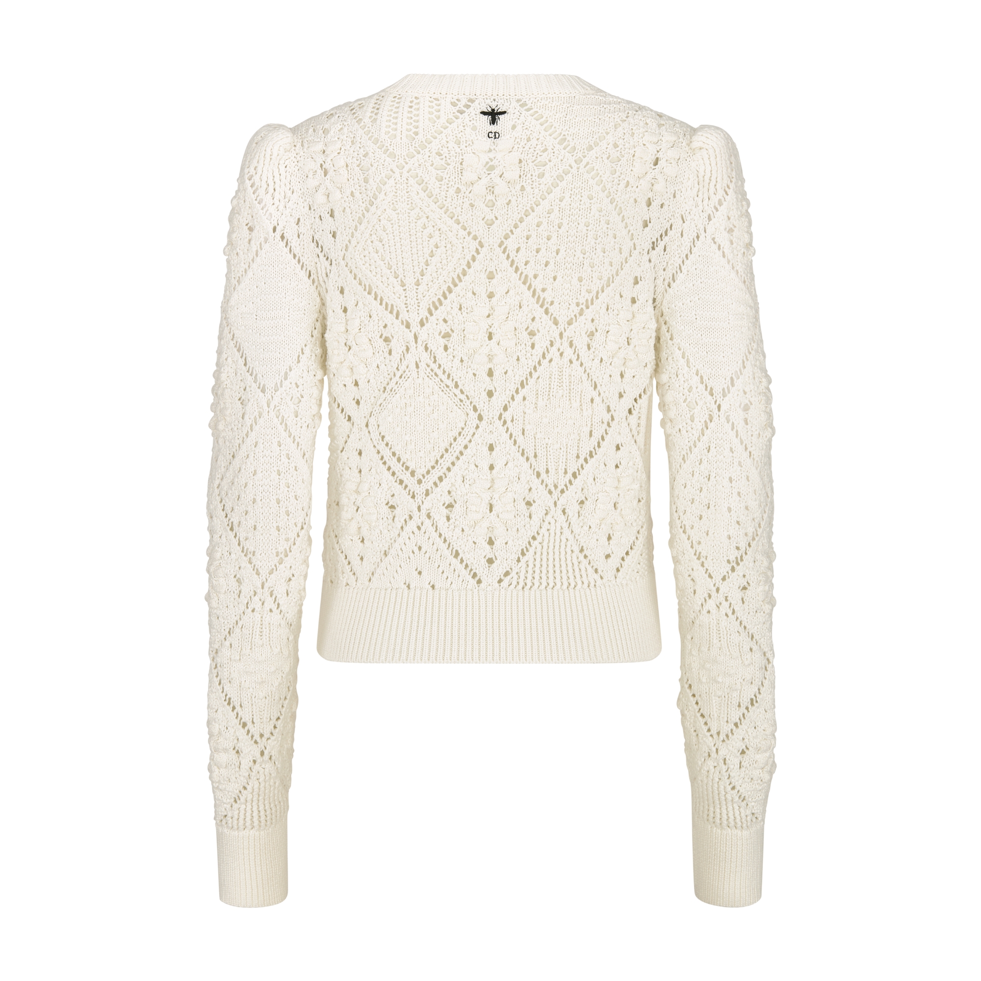 毛衣 白色鏤空純棉針織布 E08