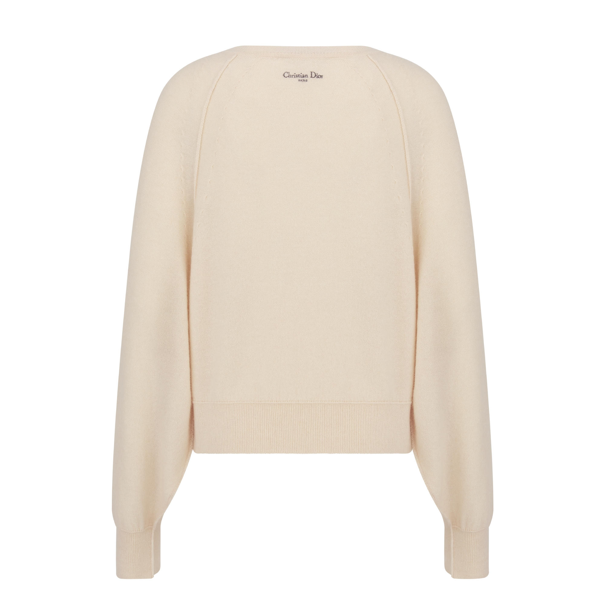 Suéter bordado Malha de cashmere cru com motivo Dioresque Butterfly preto E08