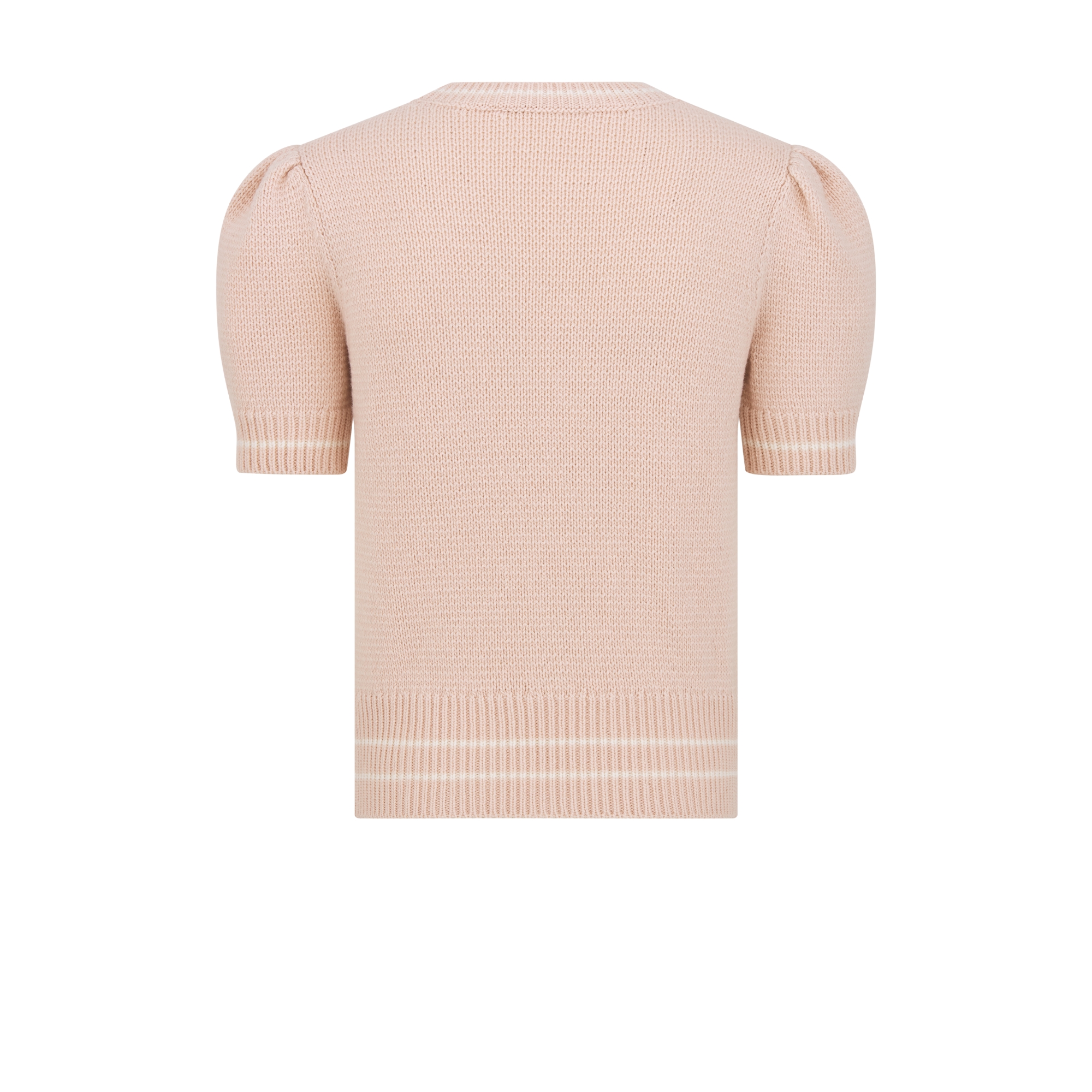 Short-Sleeved Sweater Pink Virgin Wool-Cashmere Knit E08
