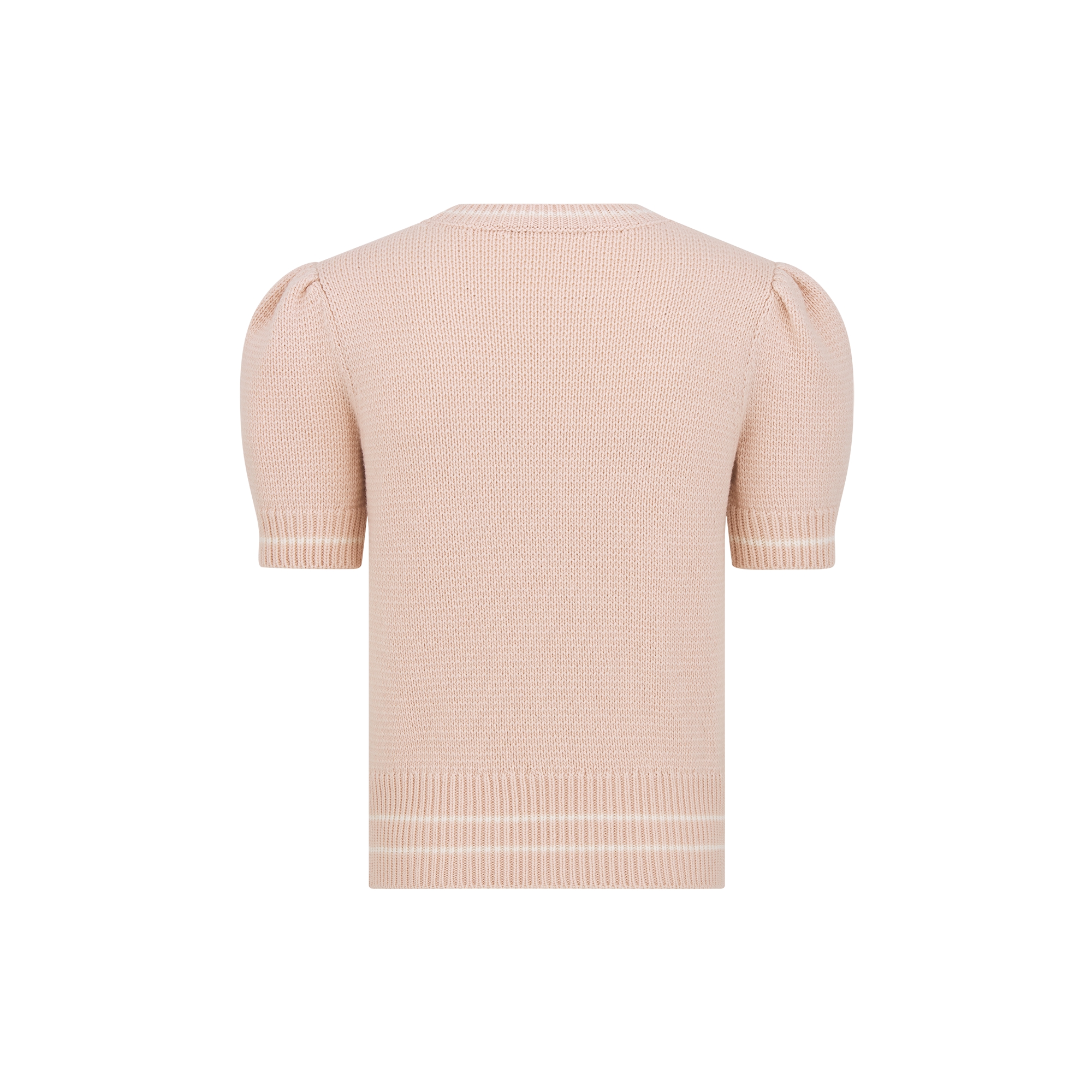 Short-Sleeved Sweater Pink Virgin Wool-Cashmere Knit E08