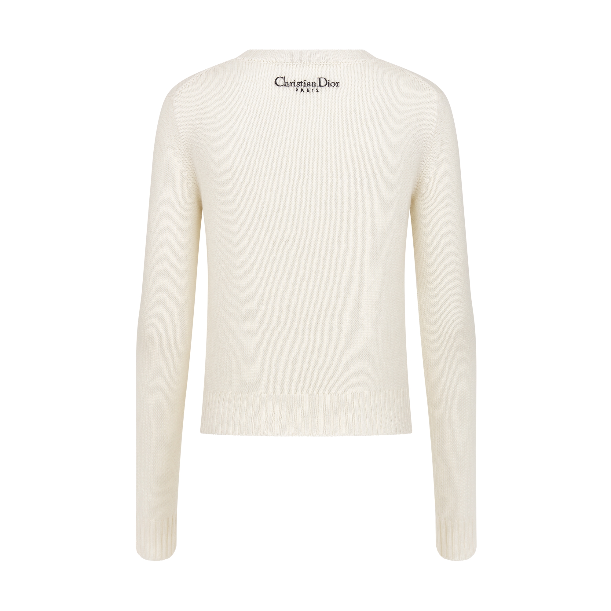 Sweater White Cashmere Knit with Black Dior Alphabet Motif E08