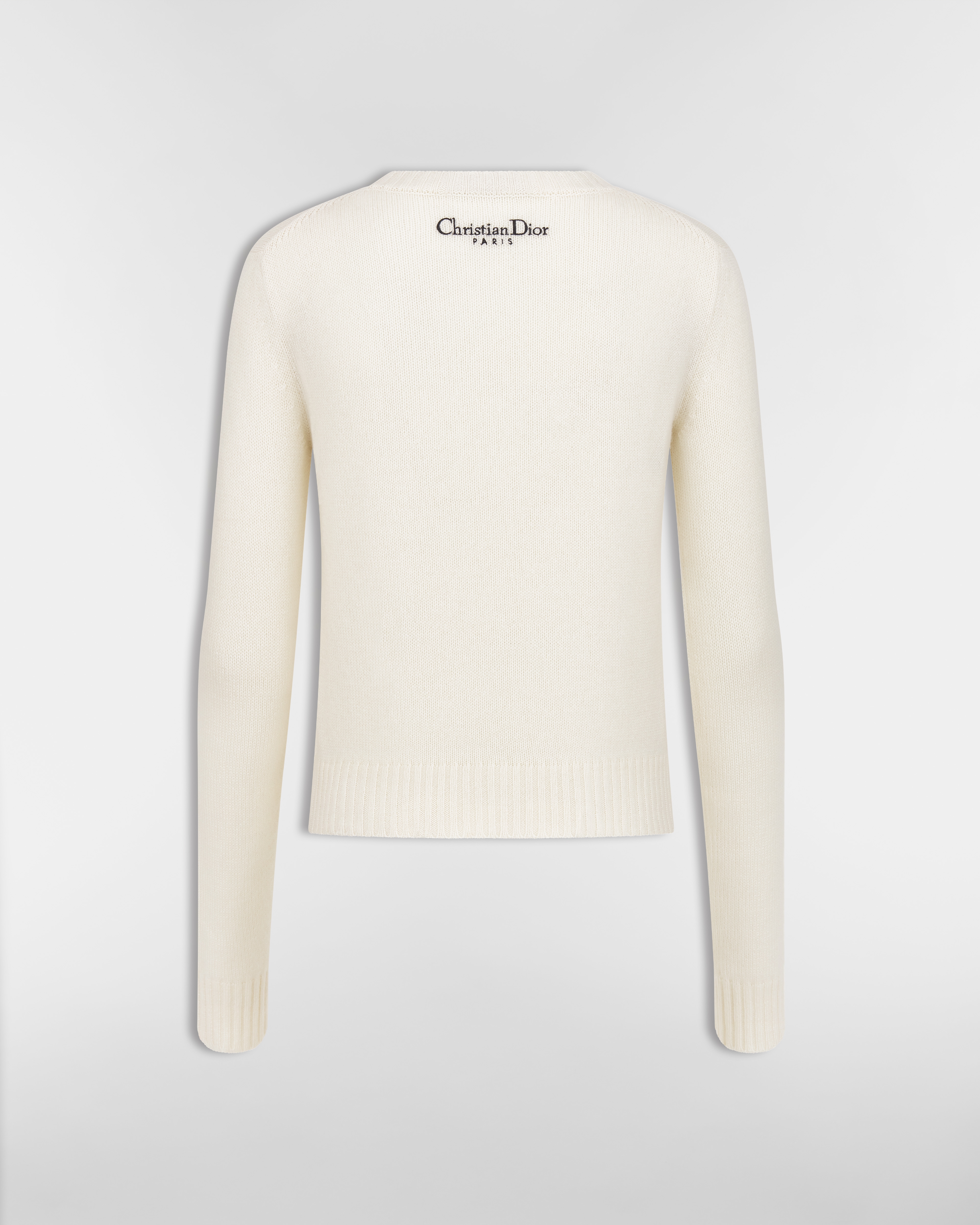 Sweater White Cashmere Knit with Black Dior Alphabet Motif E08