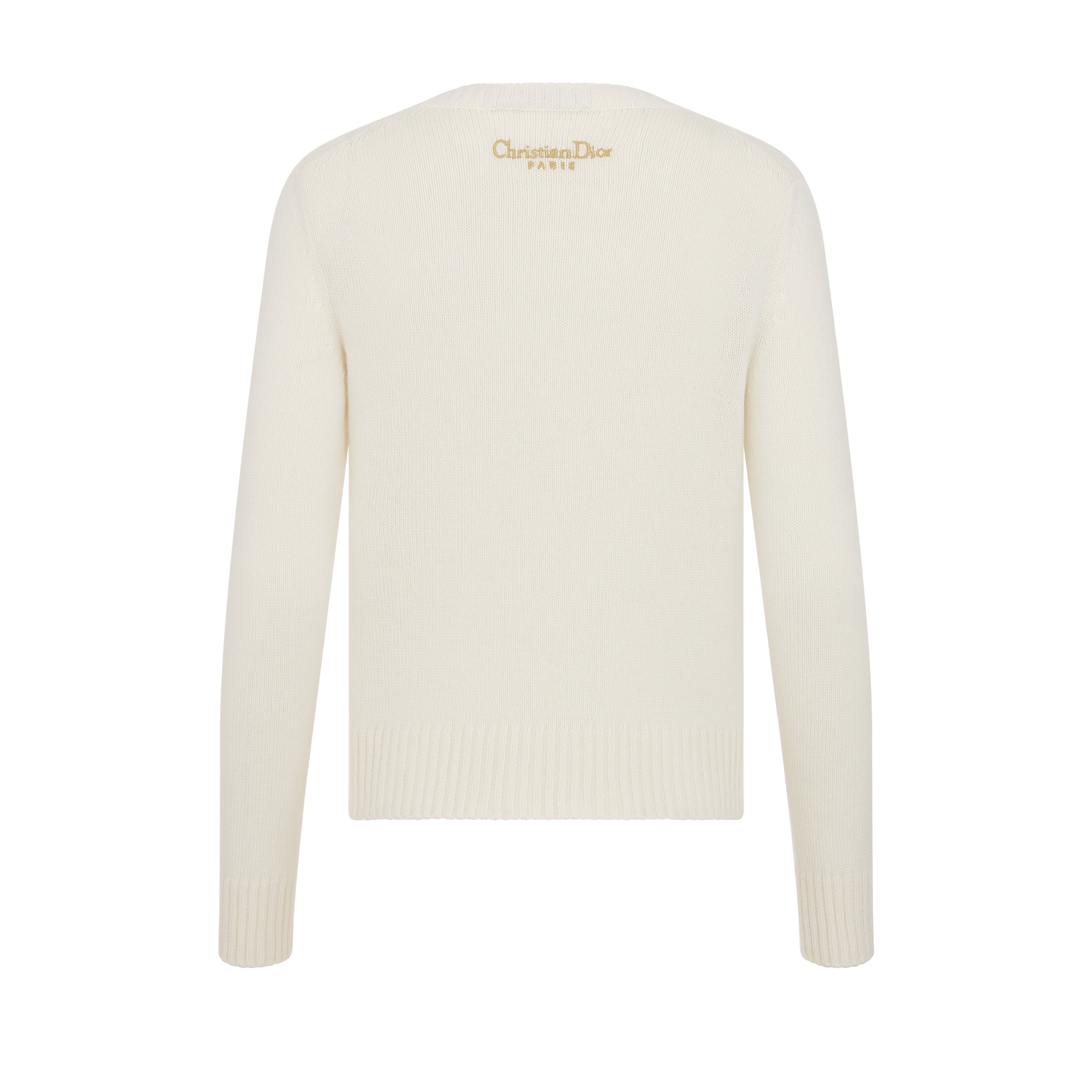 刺繡毛衣 米白色羊絨織物配金色色調 Dioresque Stella 主題圖案 E08