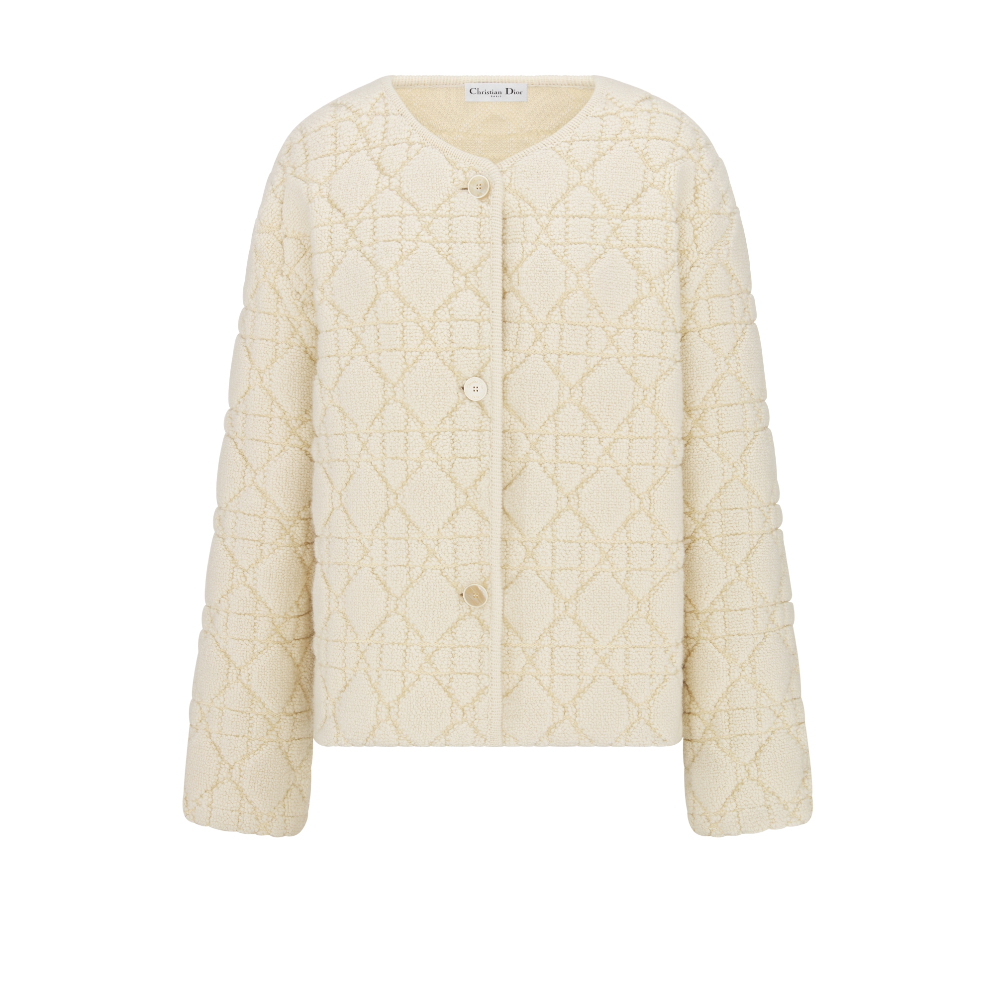 DiorAlps-jack met Cannage-motief Gebreid van een blend van witte wol en kasjmier E01