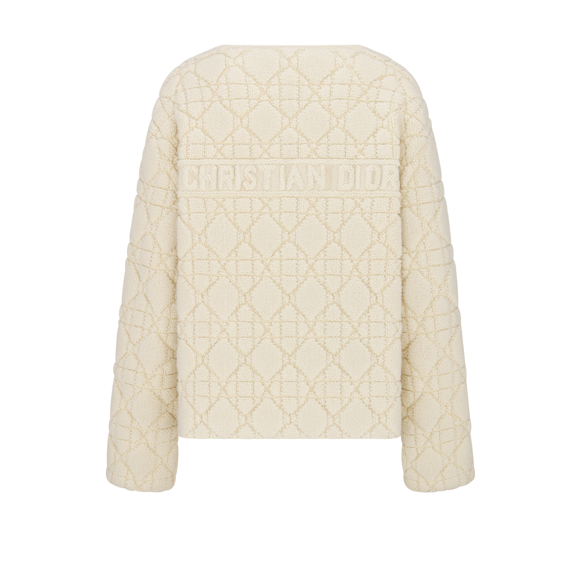 DiorAlps Cannage Jacket White Wool-Cashmere-Blend Knit E08