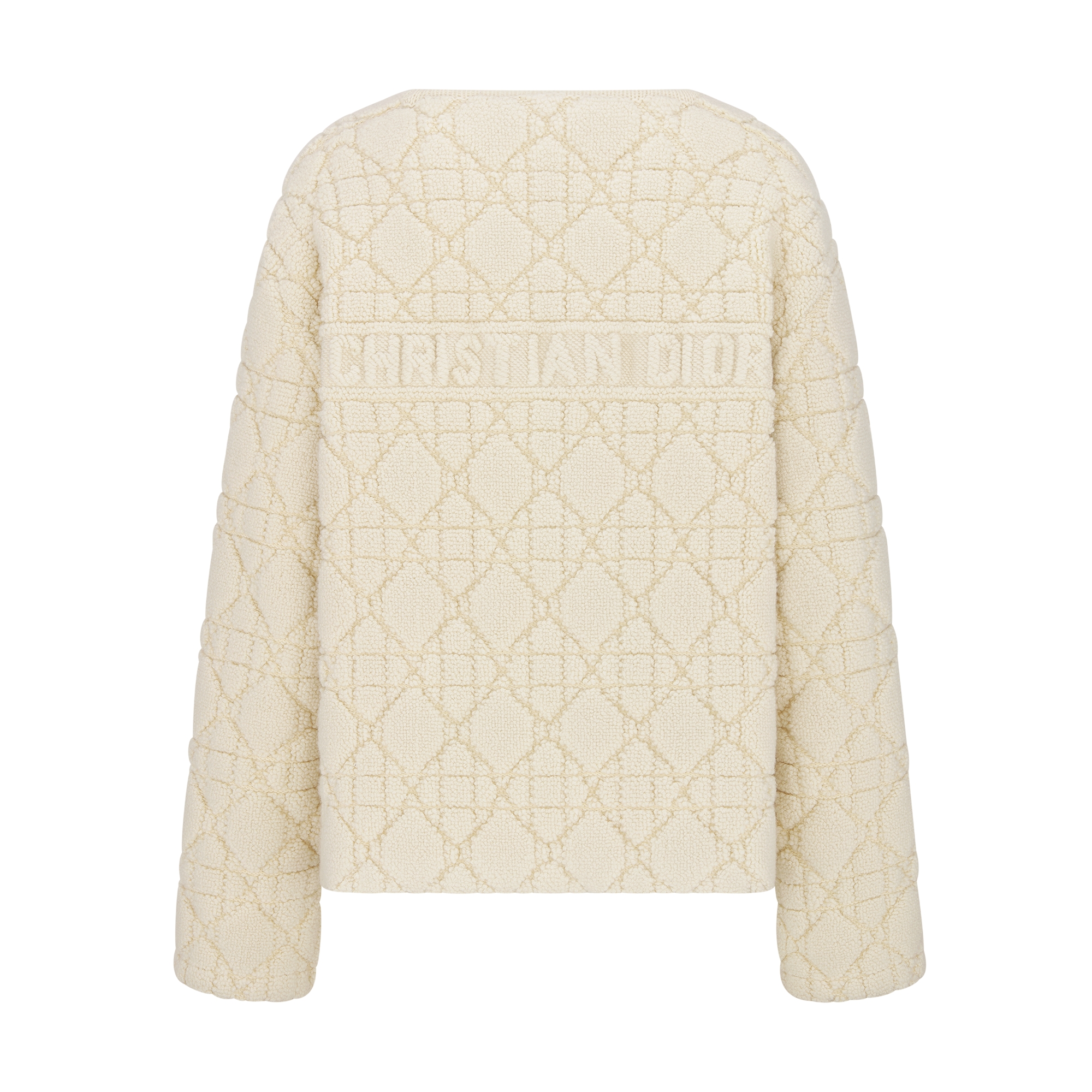 DiorAlps Cannage Jacket White Wool-Cashmere-Blend Knit E08