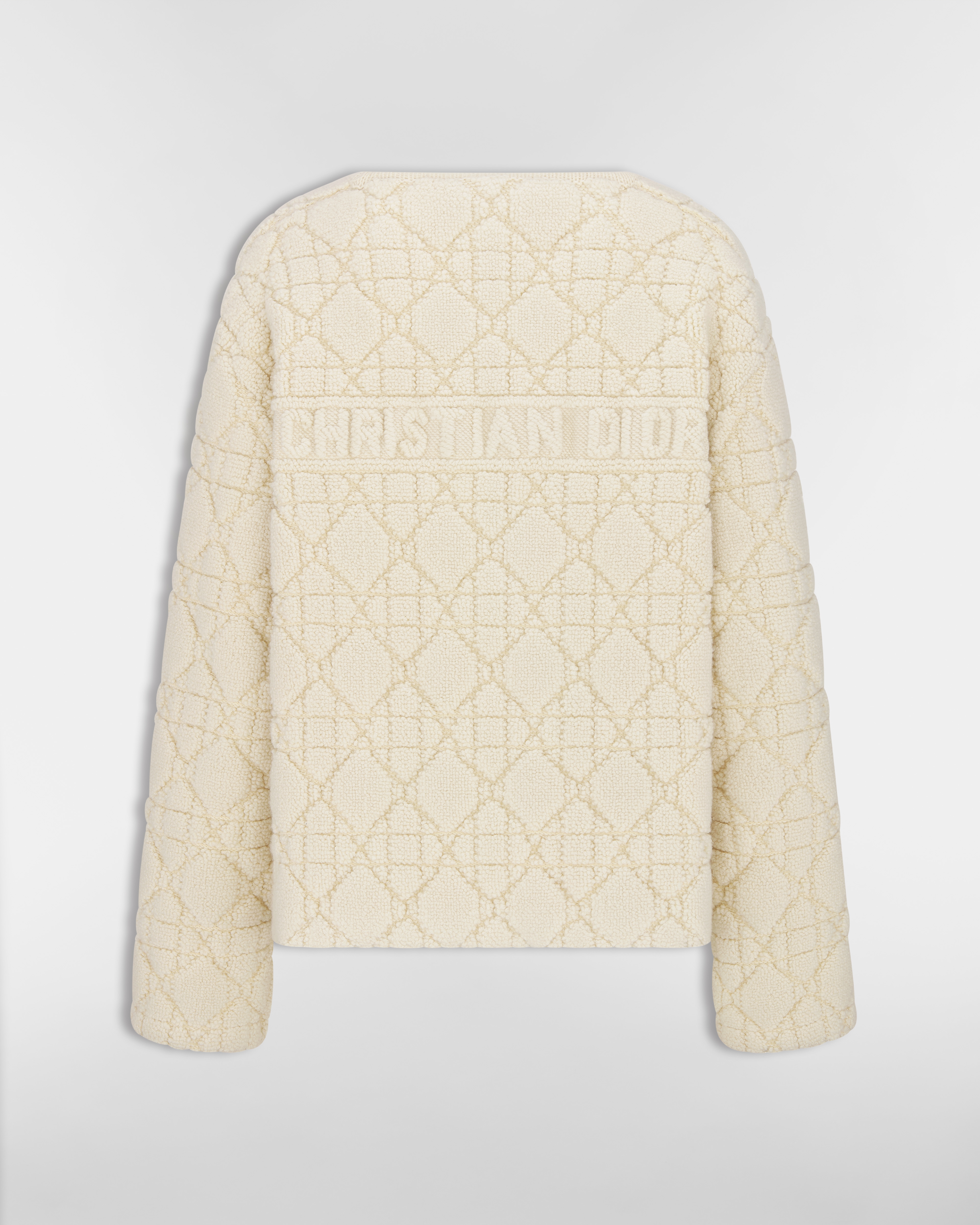 DiorAlps Cannage Jacket White Wool-Cashmere-Blend Knit E08
