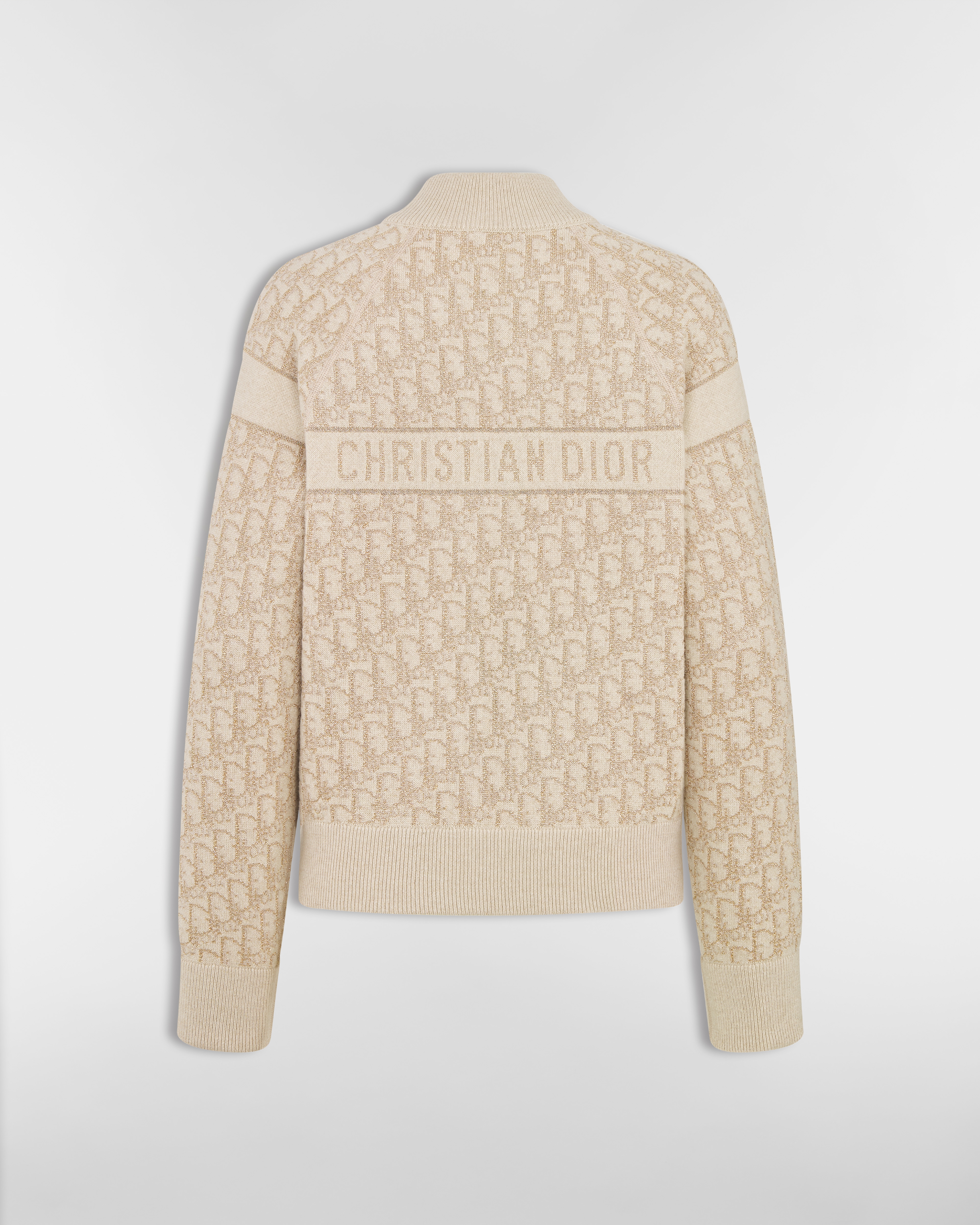 Bomber reversibile con cerniera Maglia di misto cachemire metallizzata color oro con motivo Dior Oblique E08