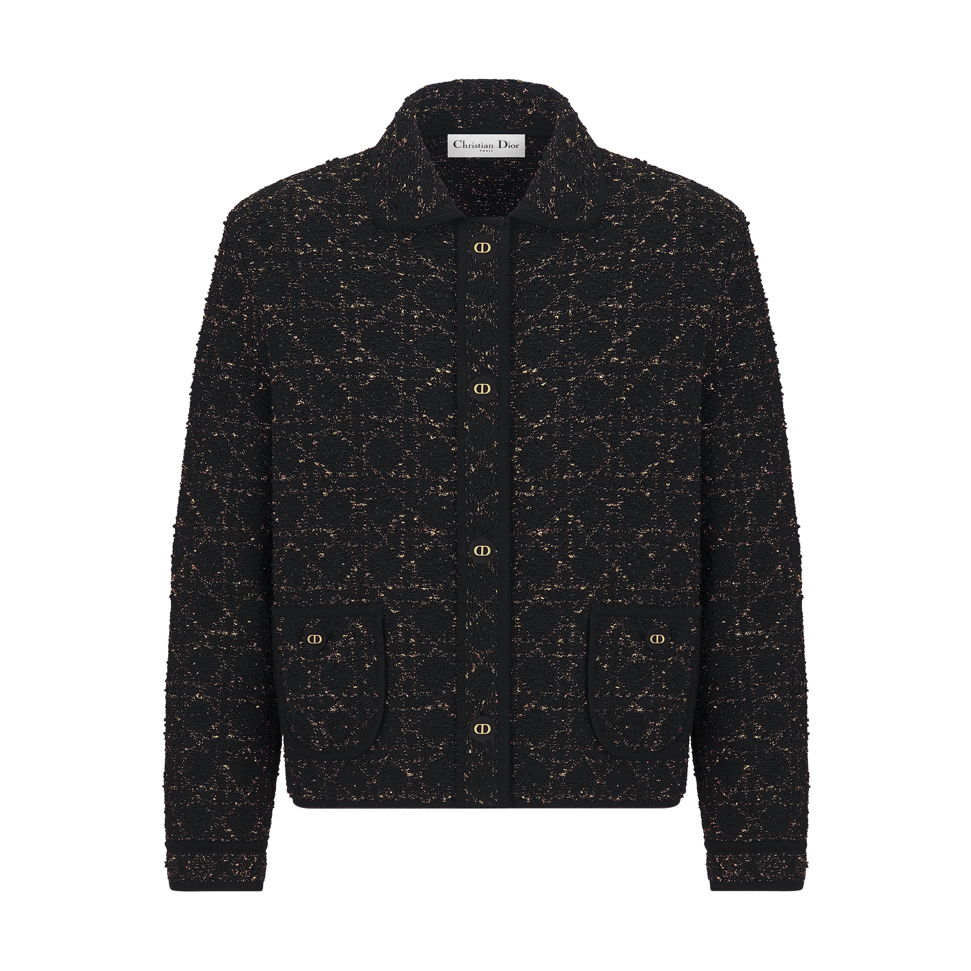  Maglia di tweed di misto cotone nera e color oro