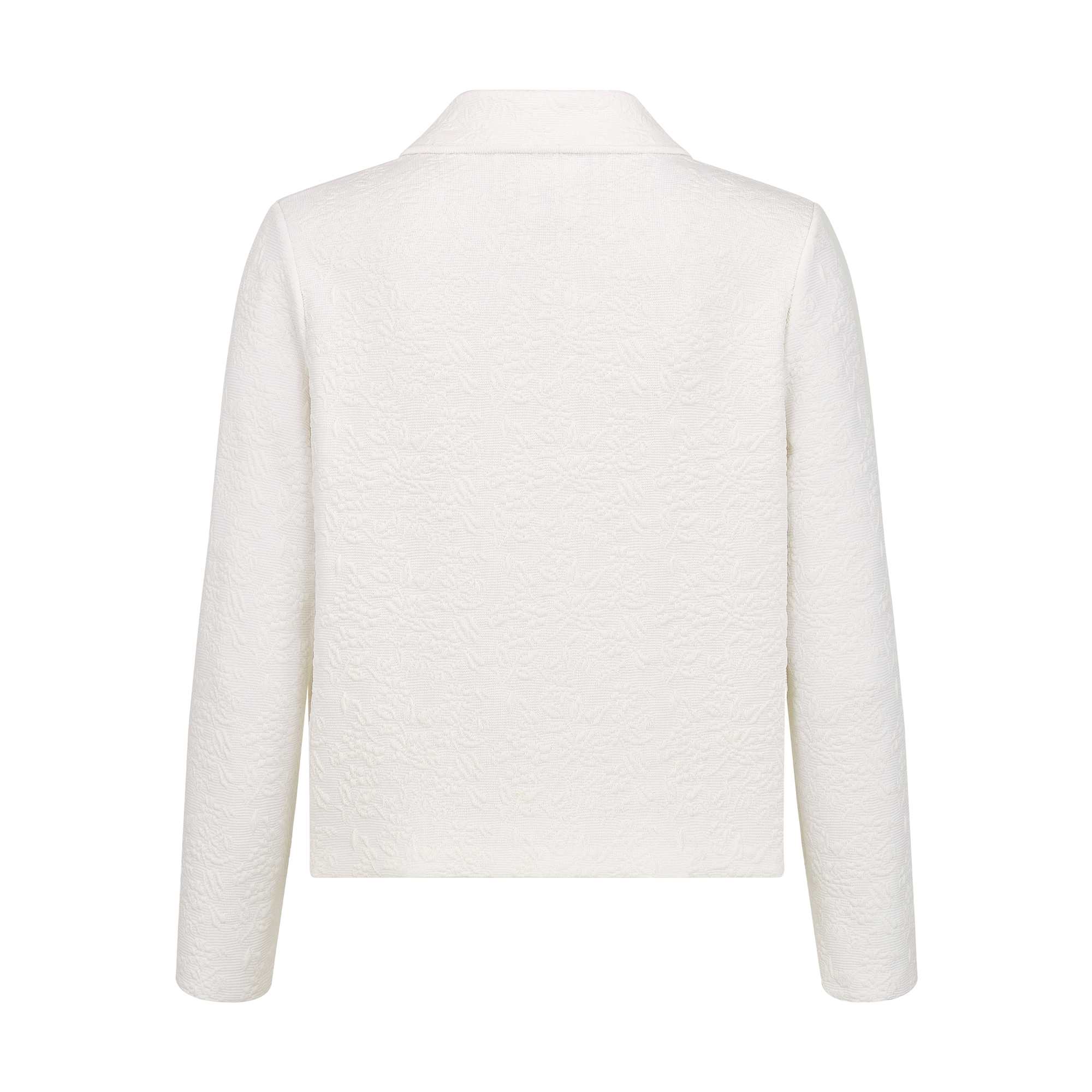 Cropped Jacket Ecru Millefiori Technical Knit with Provençal-Effect Quilting E08