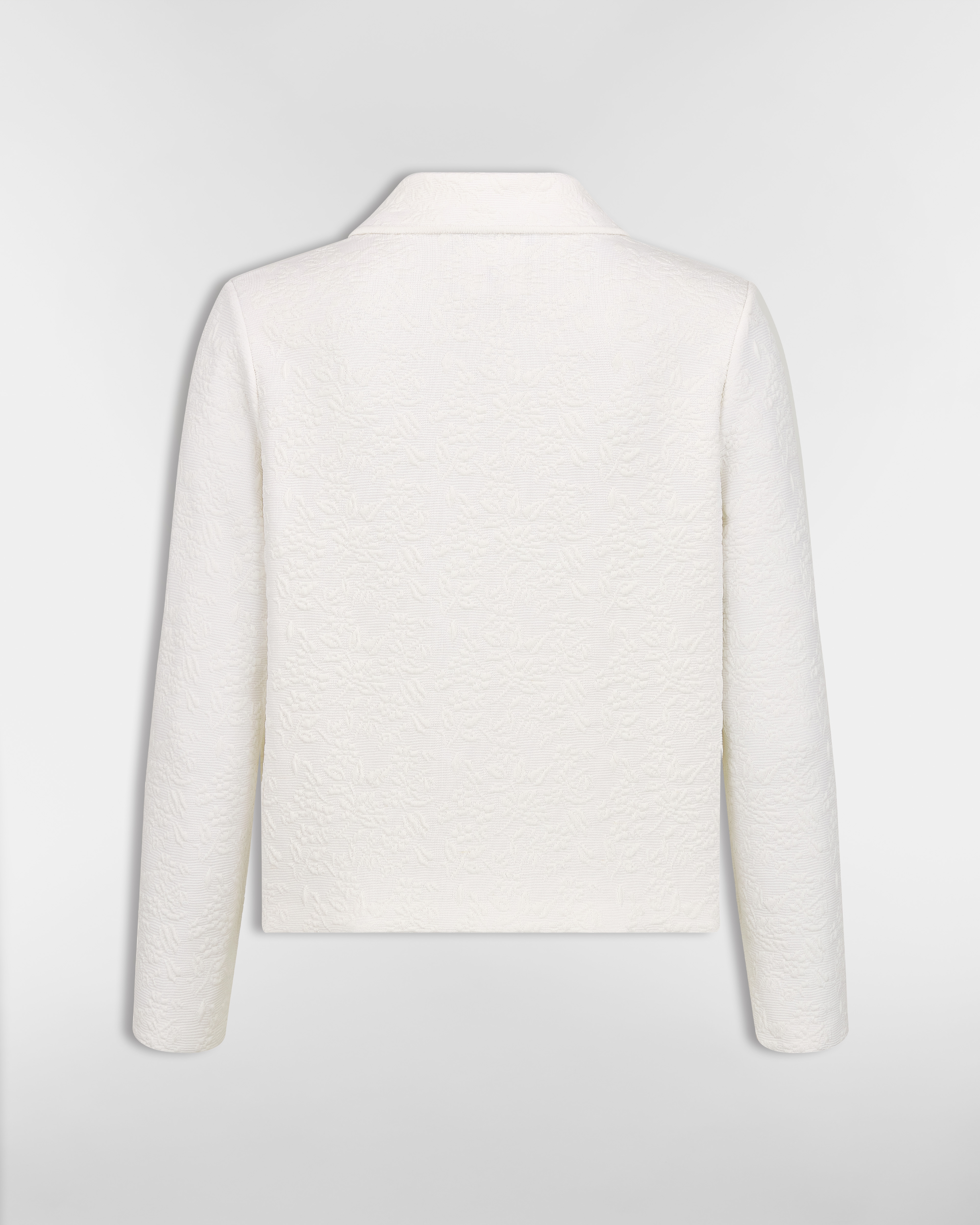 Cropped Jacket Ecru Millefiori Technical Knit with Provençal-Effect Quilting E08