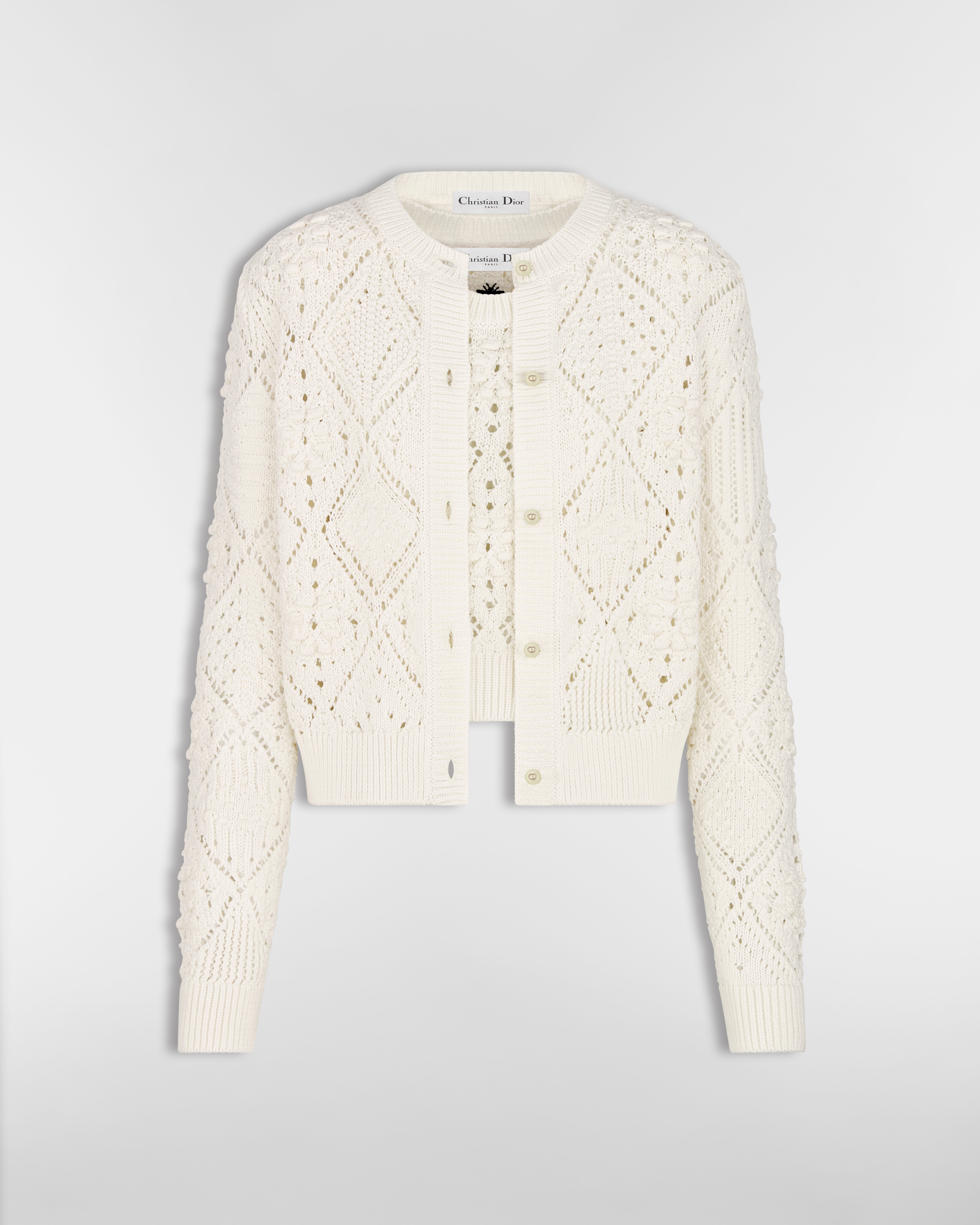 Twin-set Maille ajourée de coton blanc E01