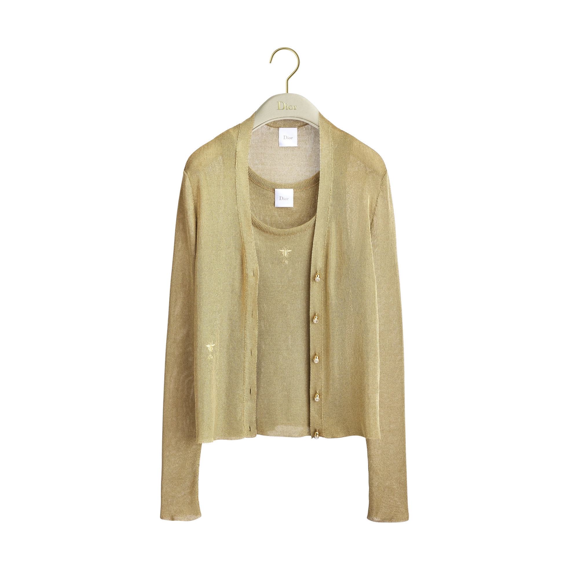 Dior Or Twinset Gold-Tone Ribbed Technical Knit | DIOR
