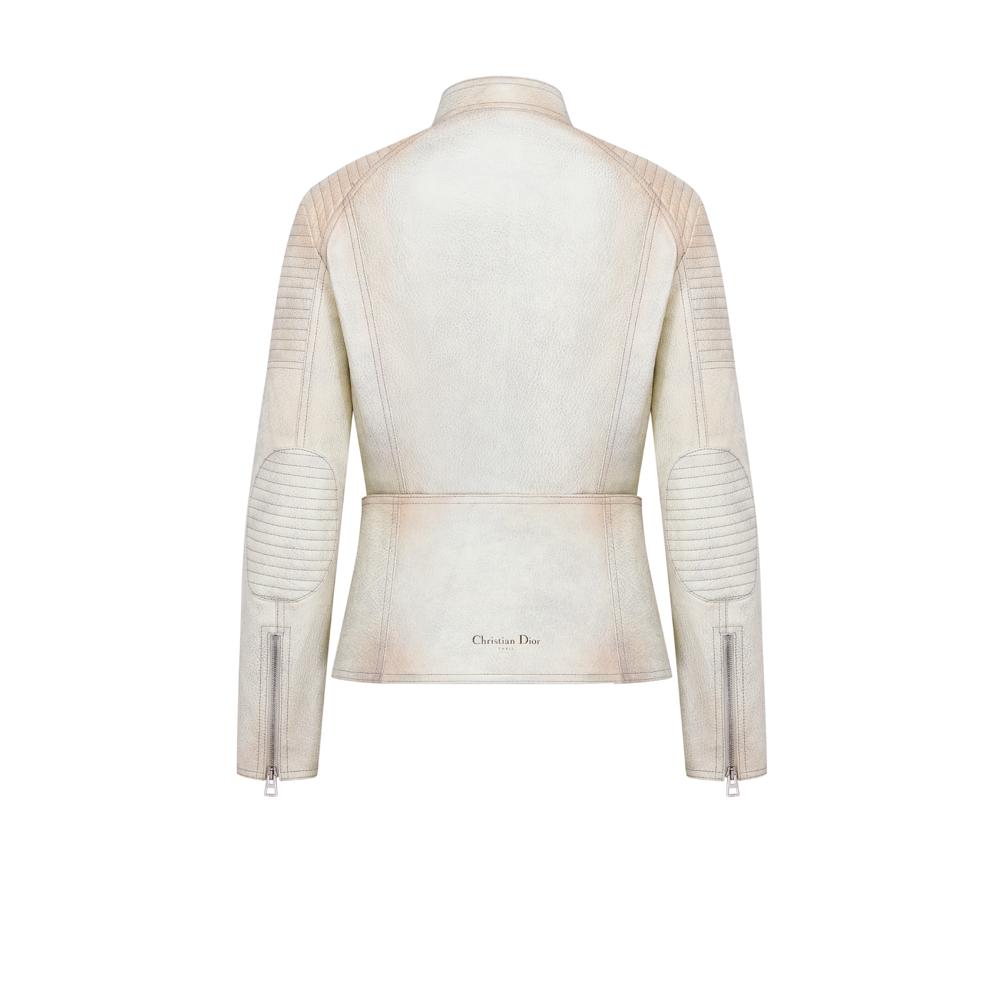 Motorjack met afneembare onderkant Wit geitenleer met vintage effect E08